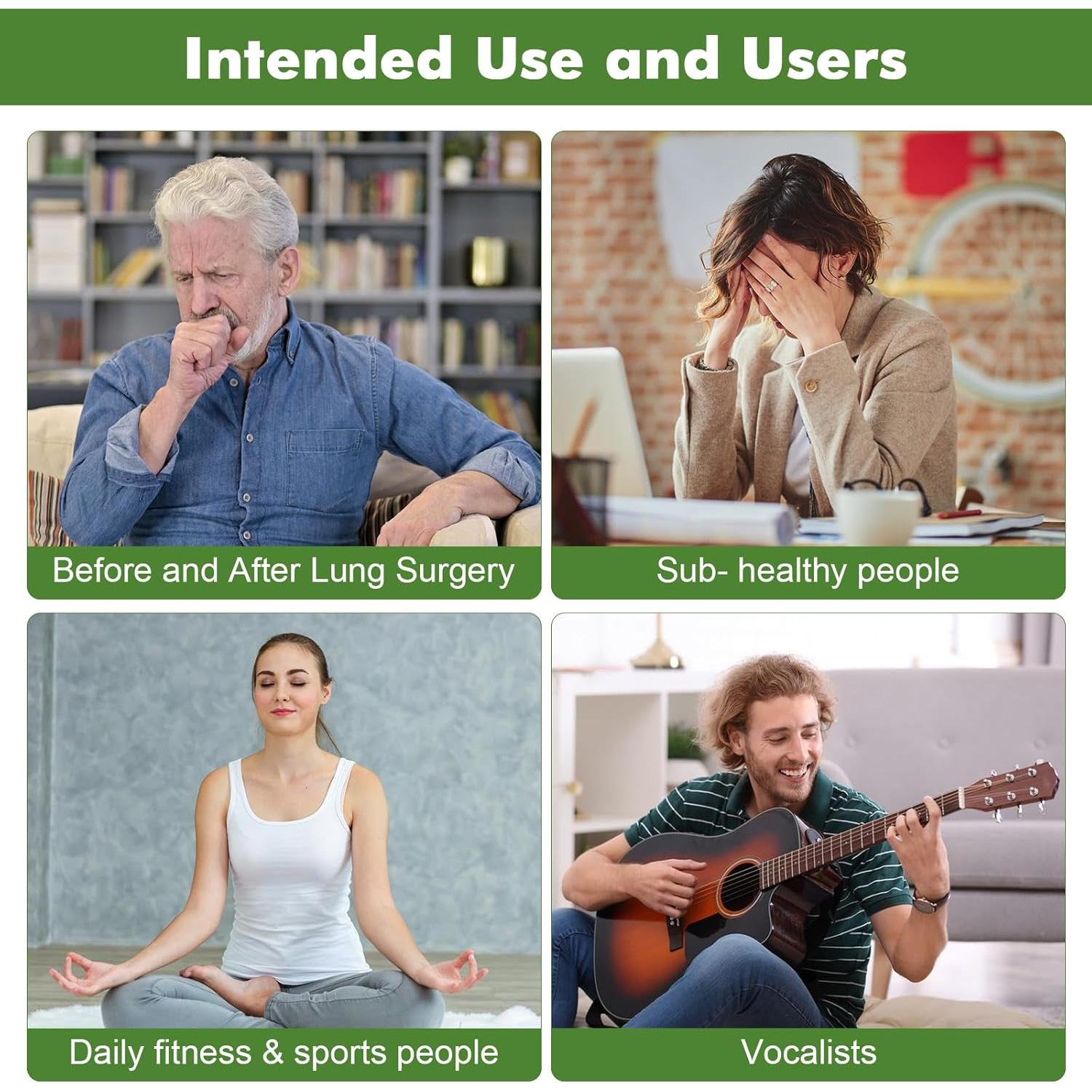 Entrenador de Respiración Funotes BTD-880 Portátil Verde