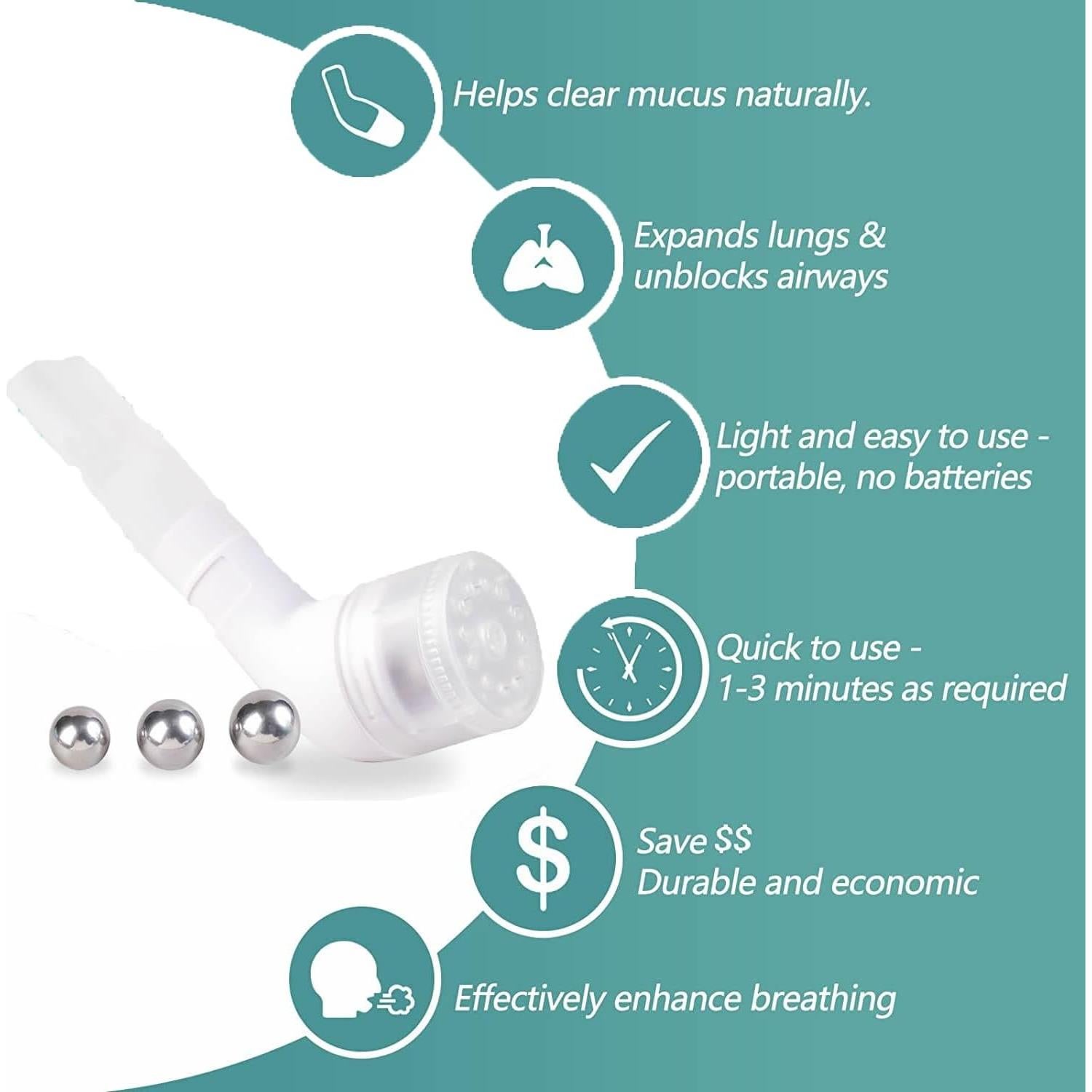 Entrenador de Respiración BOKANG con Válvula Flutter y 3 Pelotas