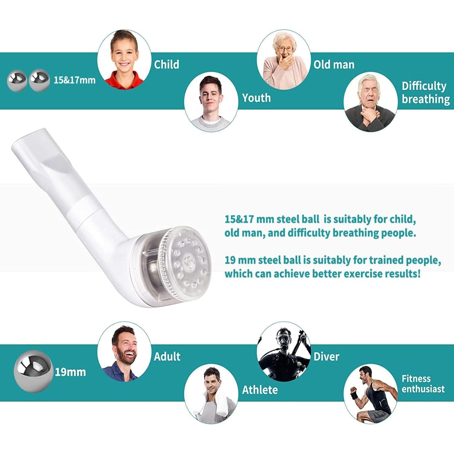 Entrenador de Respiración BOKANG con Válvula Flutter y 3 Pelotas