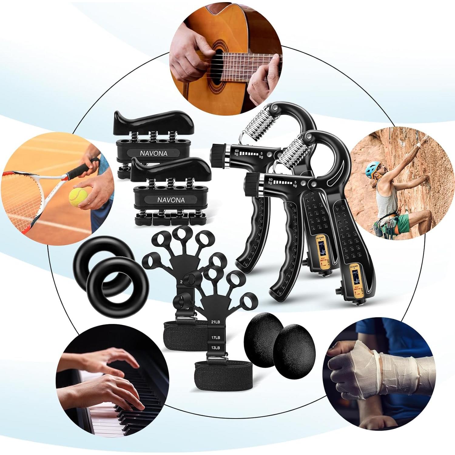 Kit de Ejercitadores de Agarre Navona 10 Piezas