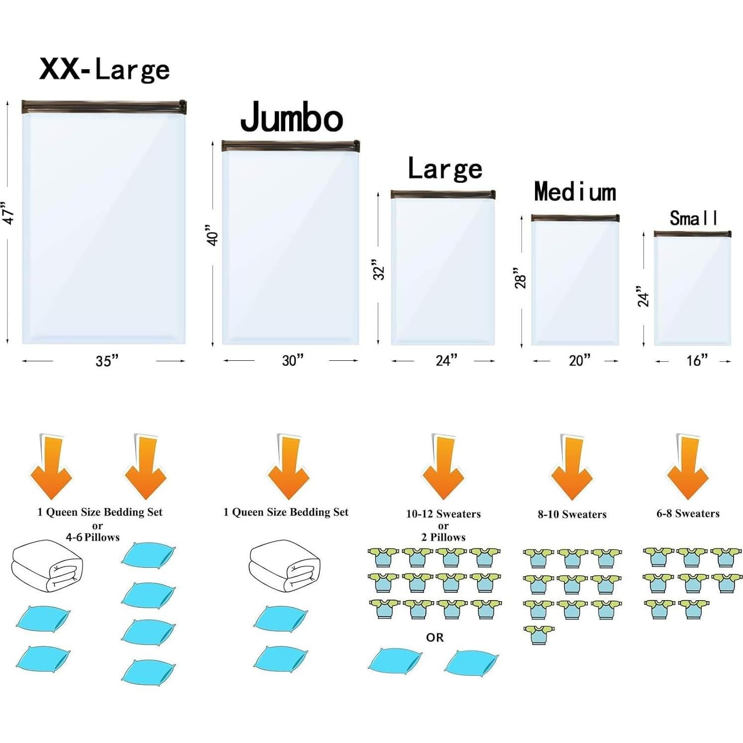 Paquete 12 Bolsas Almacenamiento Vacío GONGSHI 3 Jumbo 3 Grandes