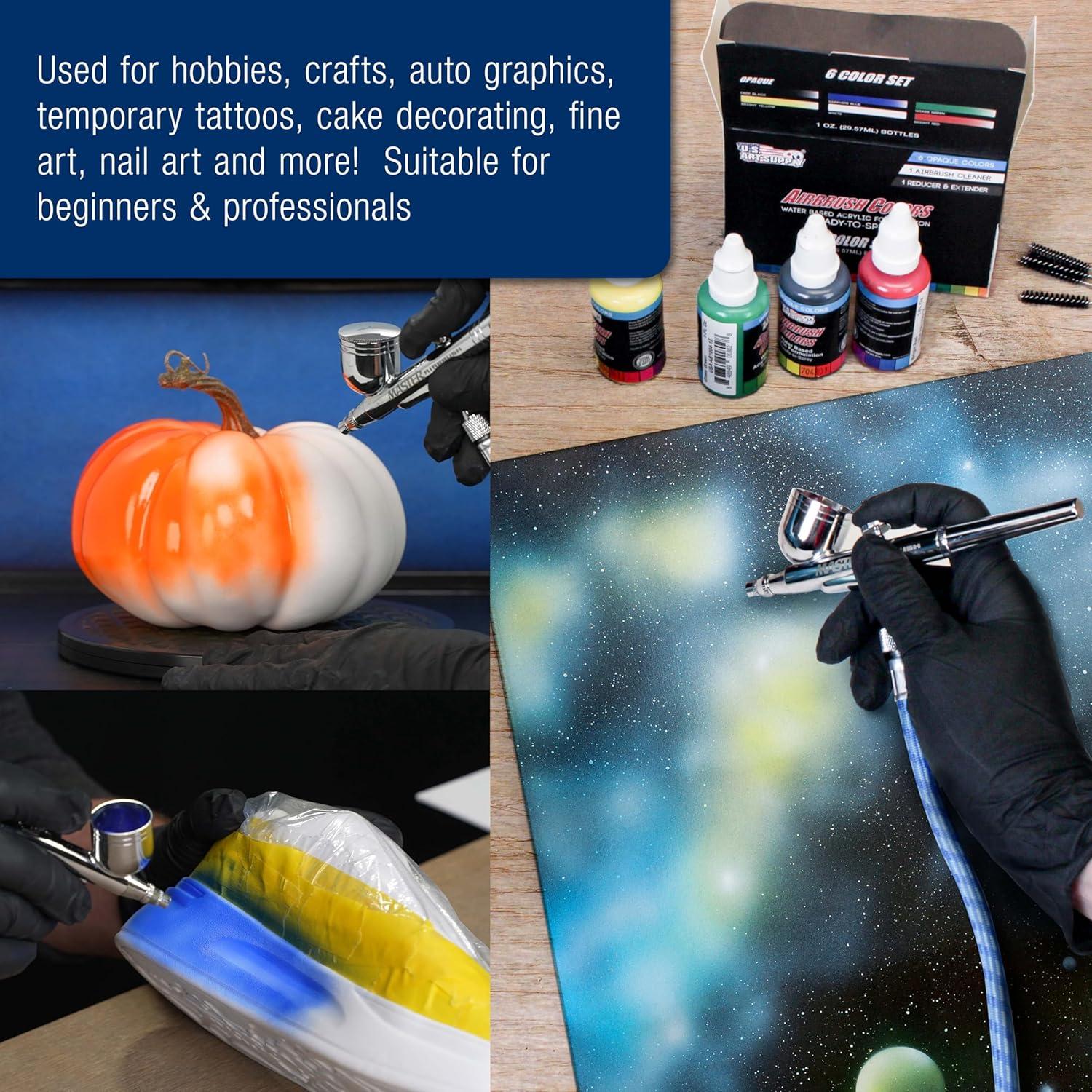 Kit de Aerógrafo Master Airbrush Cool Runner II con 3 Aerógrafos y Pintura