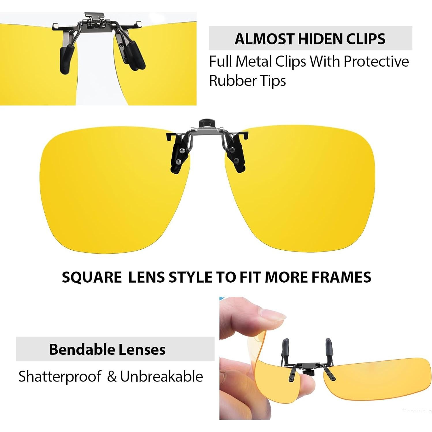 Gafas Clip On TJUTR Amarillas Polarizadas para Conducir