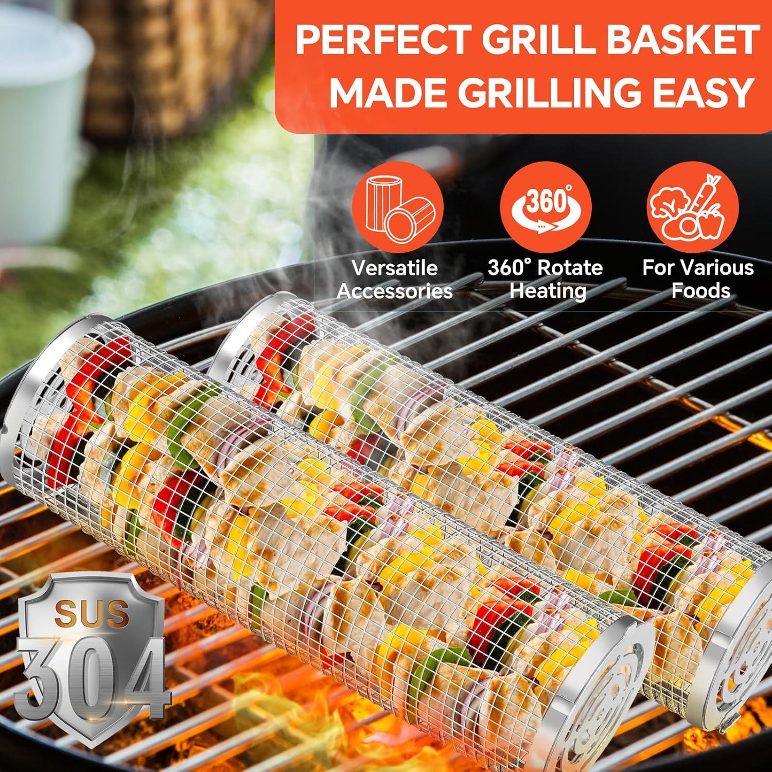 Cesta de BBQ 2 PCS YMXHK Acero Inoxidable 30 cm Multiuso