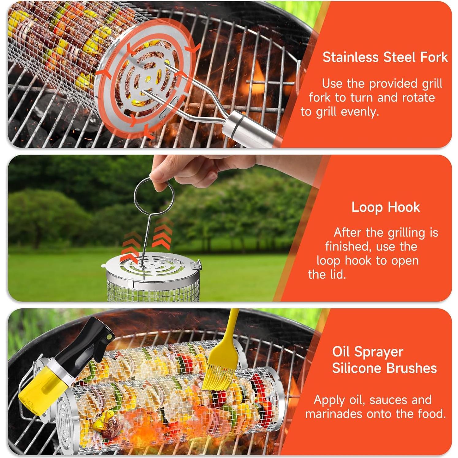 Cesta de BBQ 2 PCS YMXHK Acero Inoxidable 30 cm Multiuso