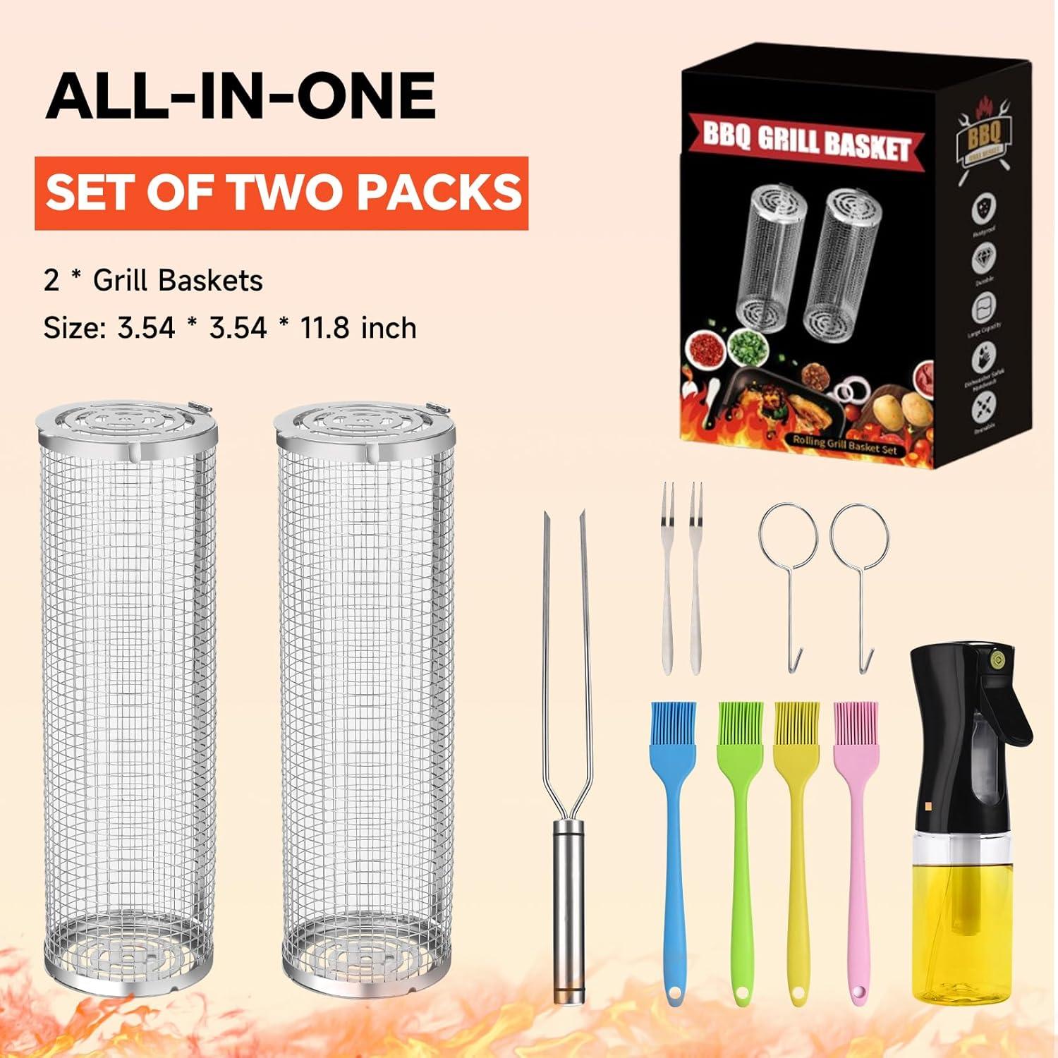 Cesta de BBQ 2 PCS YMXHK Acero Inoxidable 30 cm Multiuso