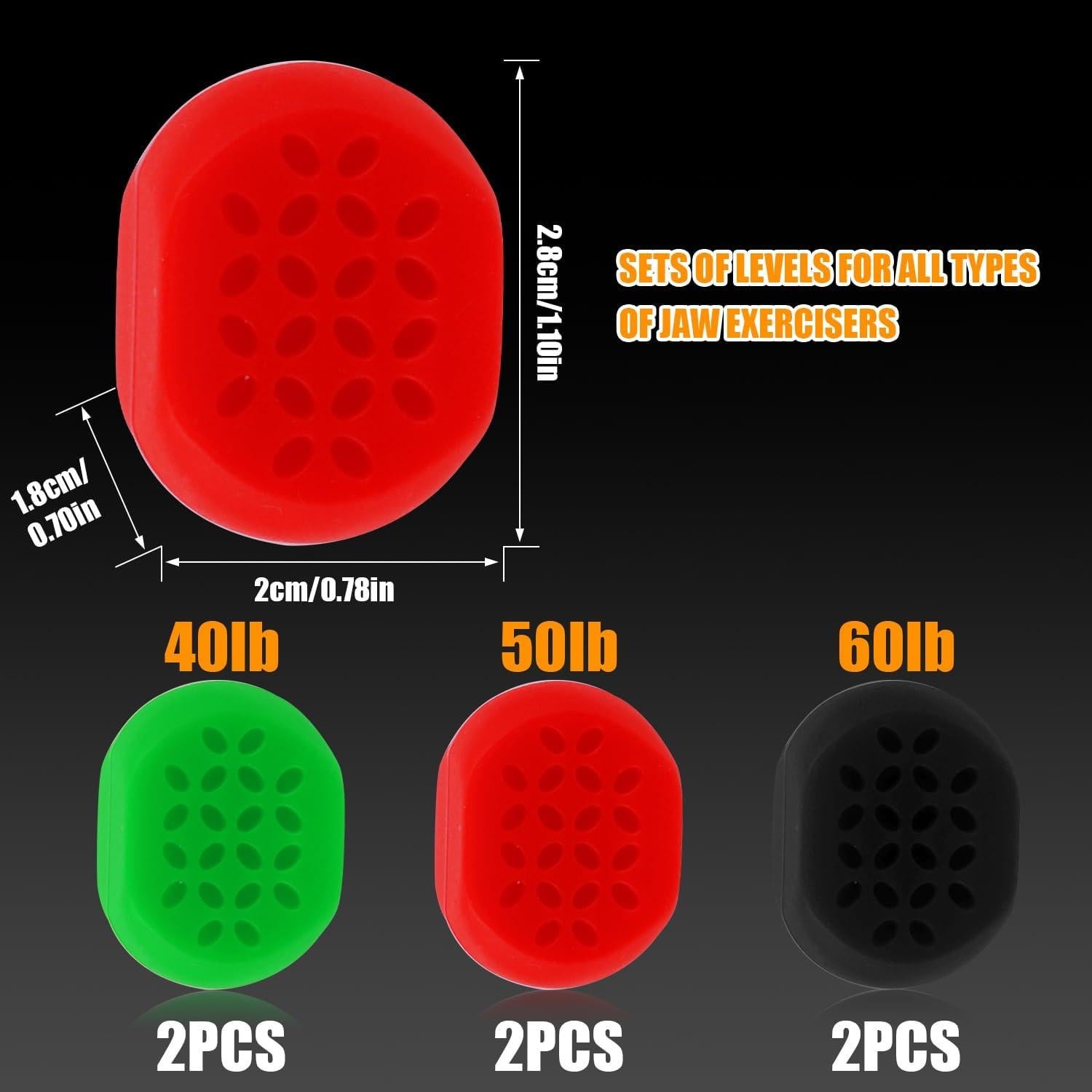 6pcs Silicone Jaw Exerciser, 3 Resistance Levels Jaw Trainer for Men & Women Jaw Trainer Face Shaper for Beginners Intermediate & Advanced Users (3 Colors)