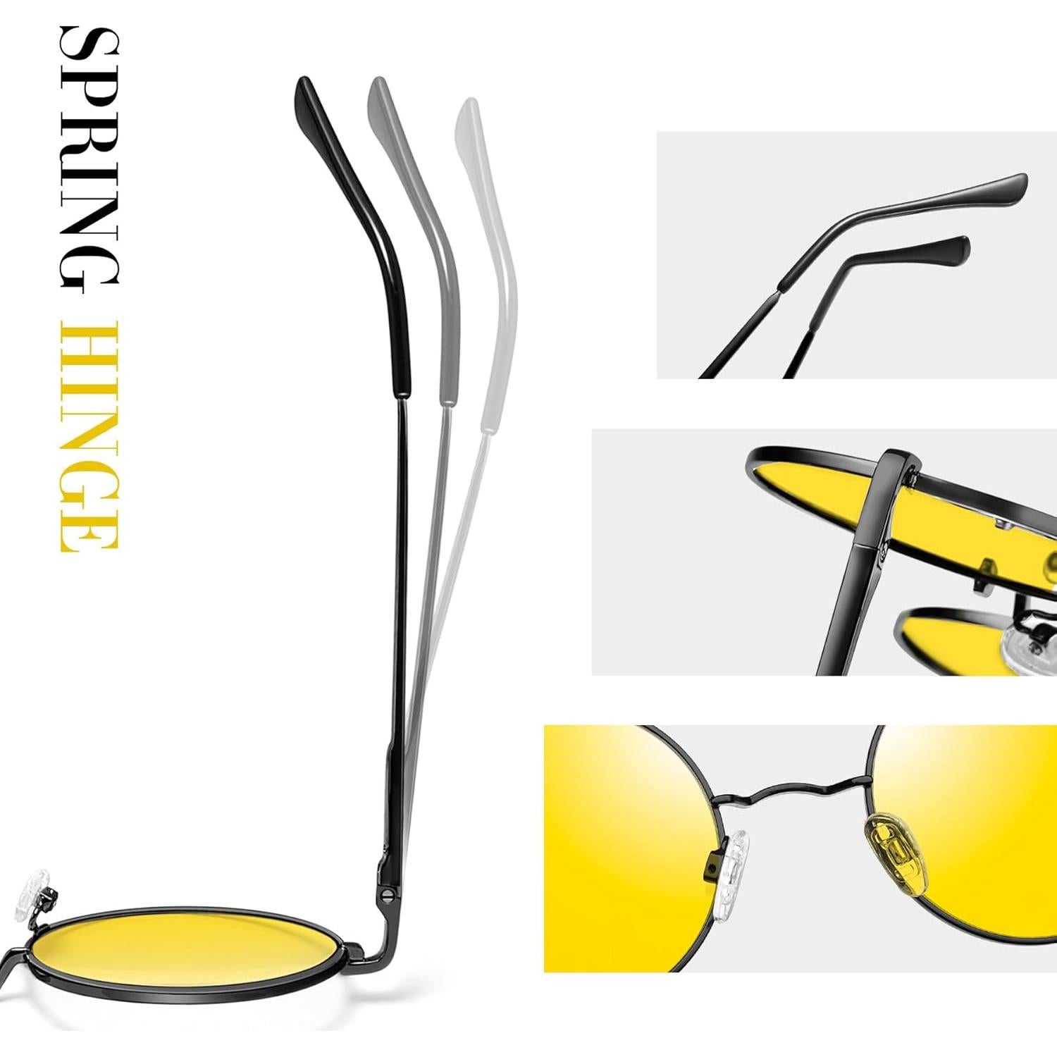 Gafas de sol redondas Joopin UV400 amarillas retro