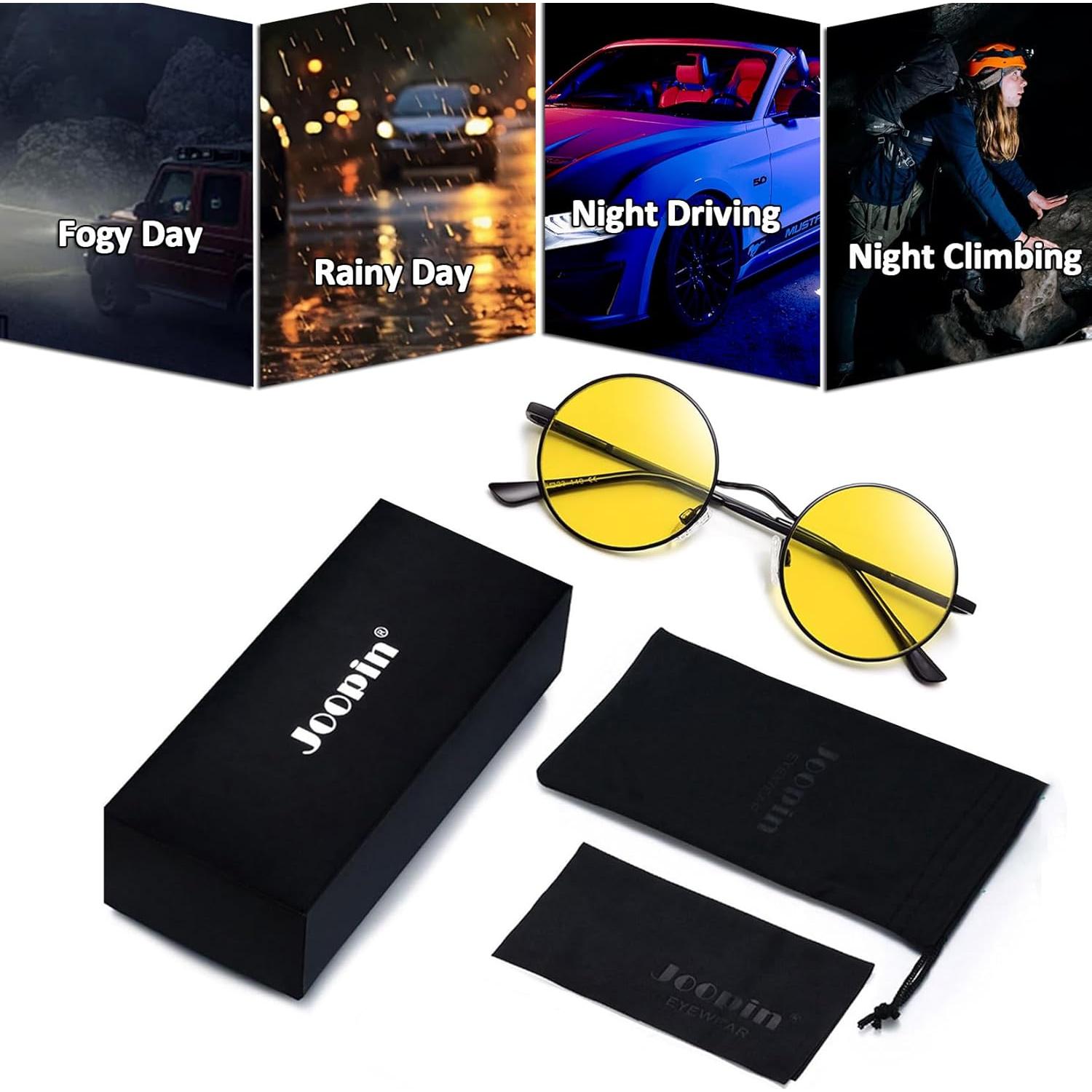 Gafas de sol redondas Joopin UV400 amarillas retro