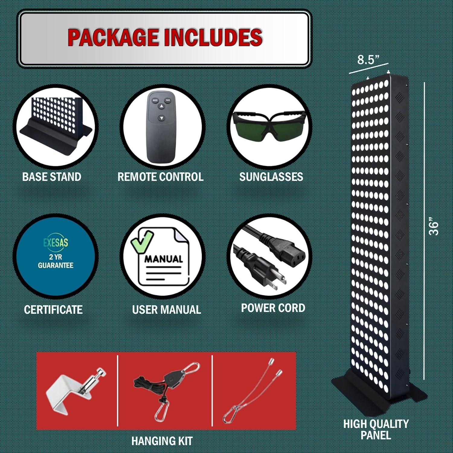 Panel LED Terapia Luz Roja JKG 1000W 200-LED 91.4x21.6cm