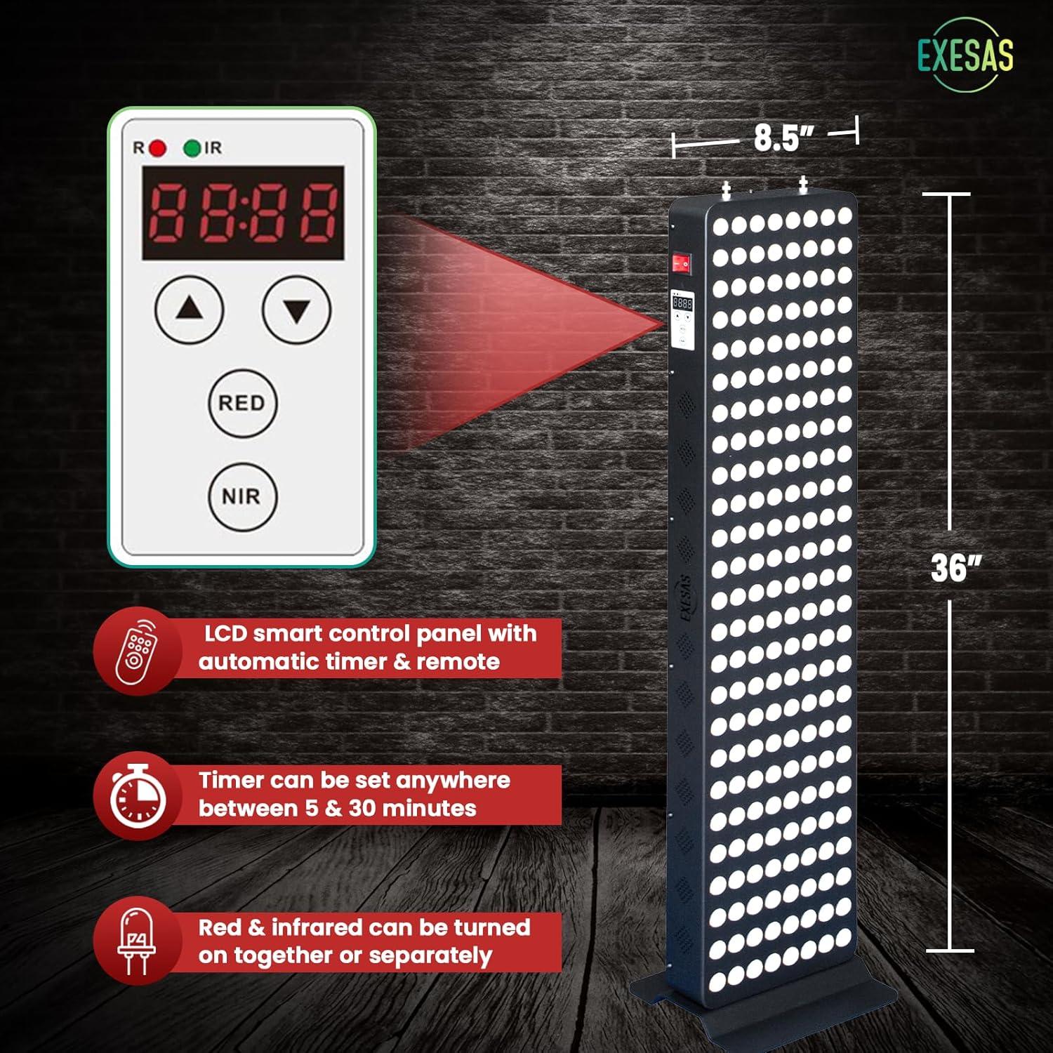 Panel LED Terapia Luz Roja JKG 1000W 200-LED 91.4x21.6cm