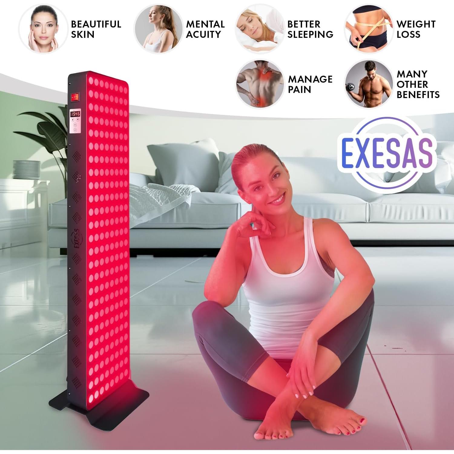 Panel LED Terapia Luz Roja JKG 1000W 200-LED 91.4x21.6cm