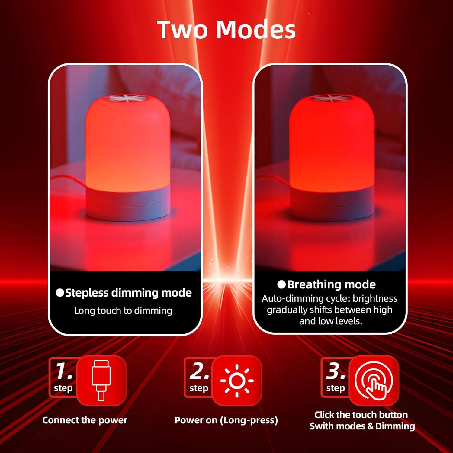 Lámpara Luz Roja para Dormir 670nm FEWCZZC Regulable