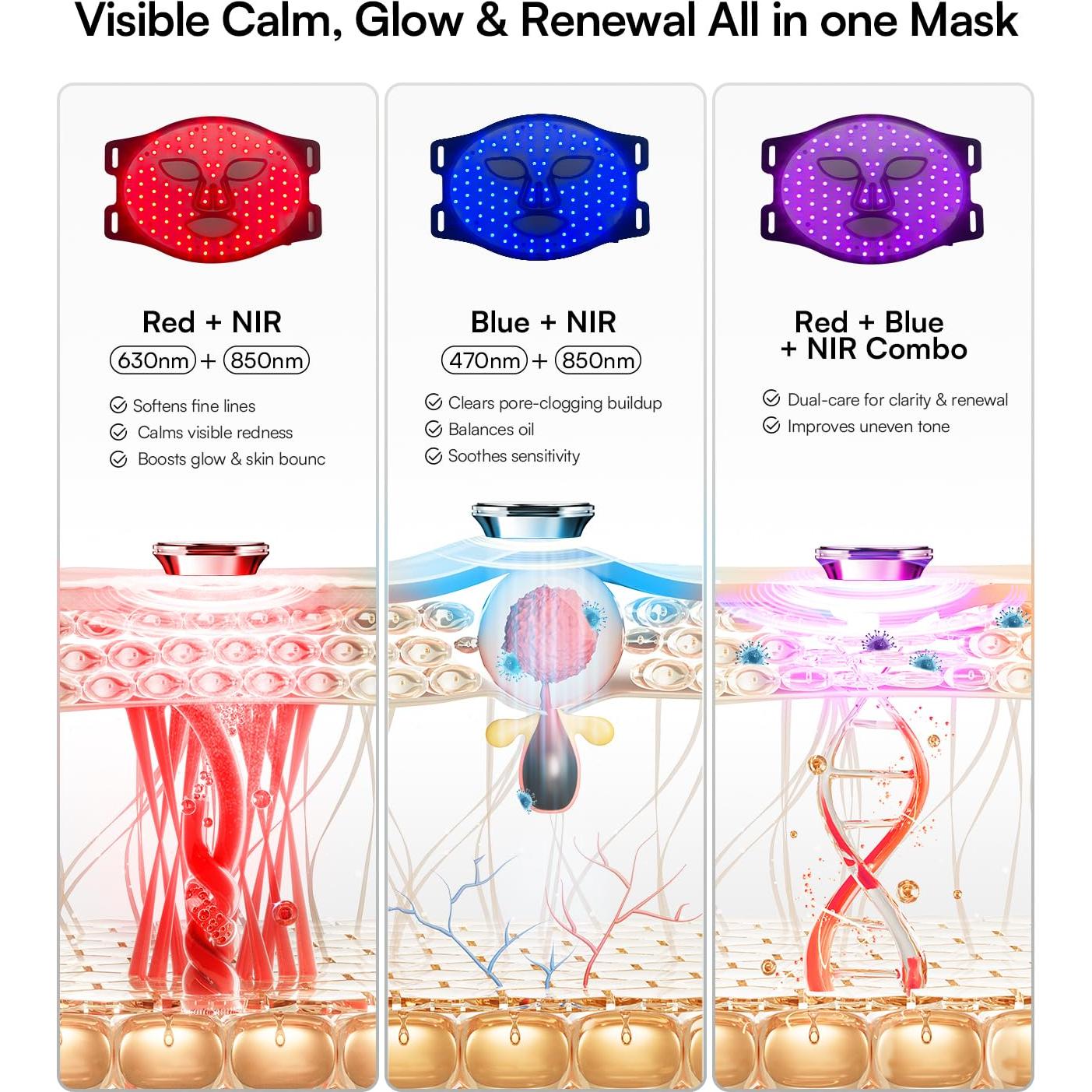 Máscara de Terapia de Luz Roja INIA - 4 Modos, 220 Chips LED