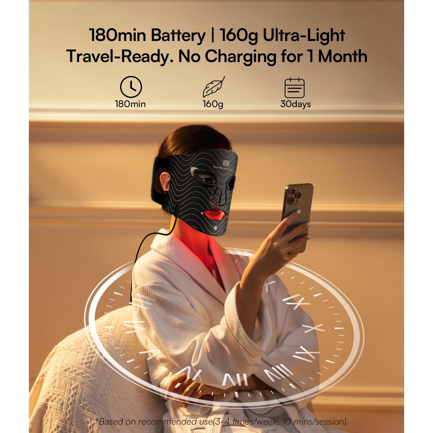 Máscara de Terapia de Luz Roja INIA - 4 Modos, 220 Chips LED