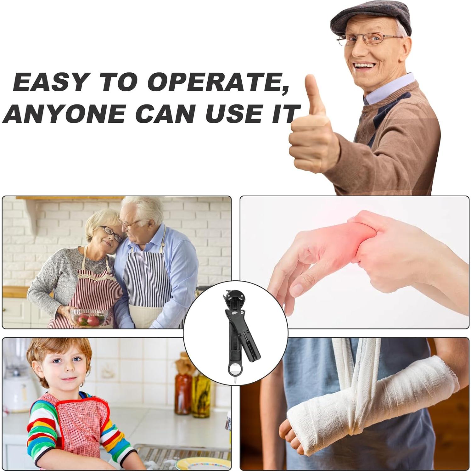 Abridor de Tarros 7 en 1 Banyaa Negro para Personas Mayores