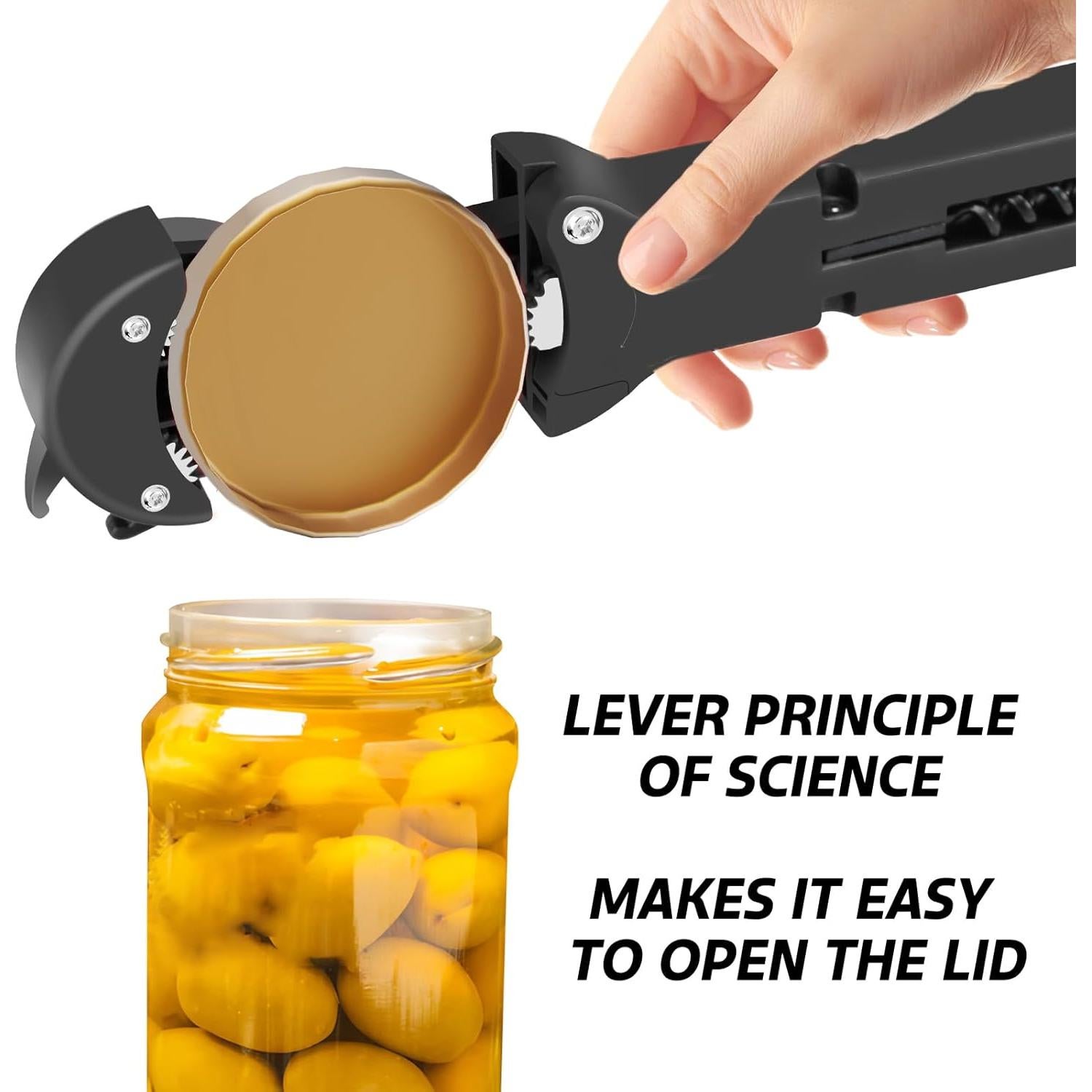 Abridor de Tarros 7 en 1 Banyaa Negro para Personas Mayores