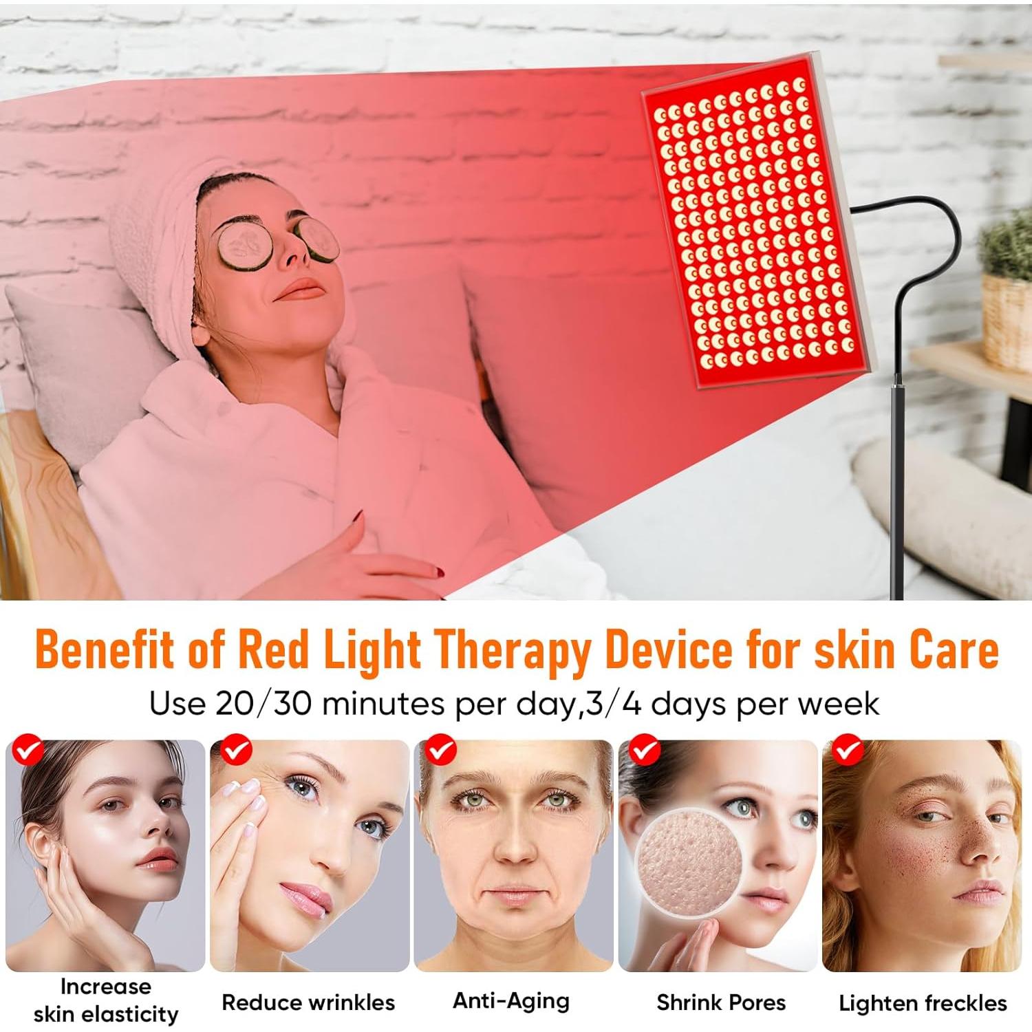 Terapia de Luz Roja y Infrarroja Tuohun 150 LEDs para Cuerpo y Cara