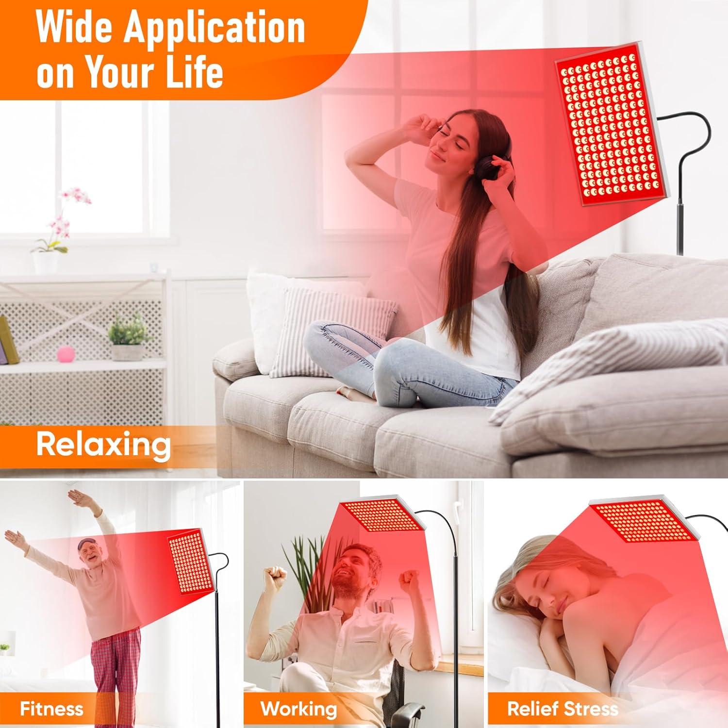 Terapia de Luz Roja y Infrarroja Tuohun 150 LEDs para Cuerpo y Cara