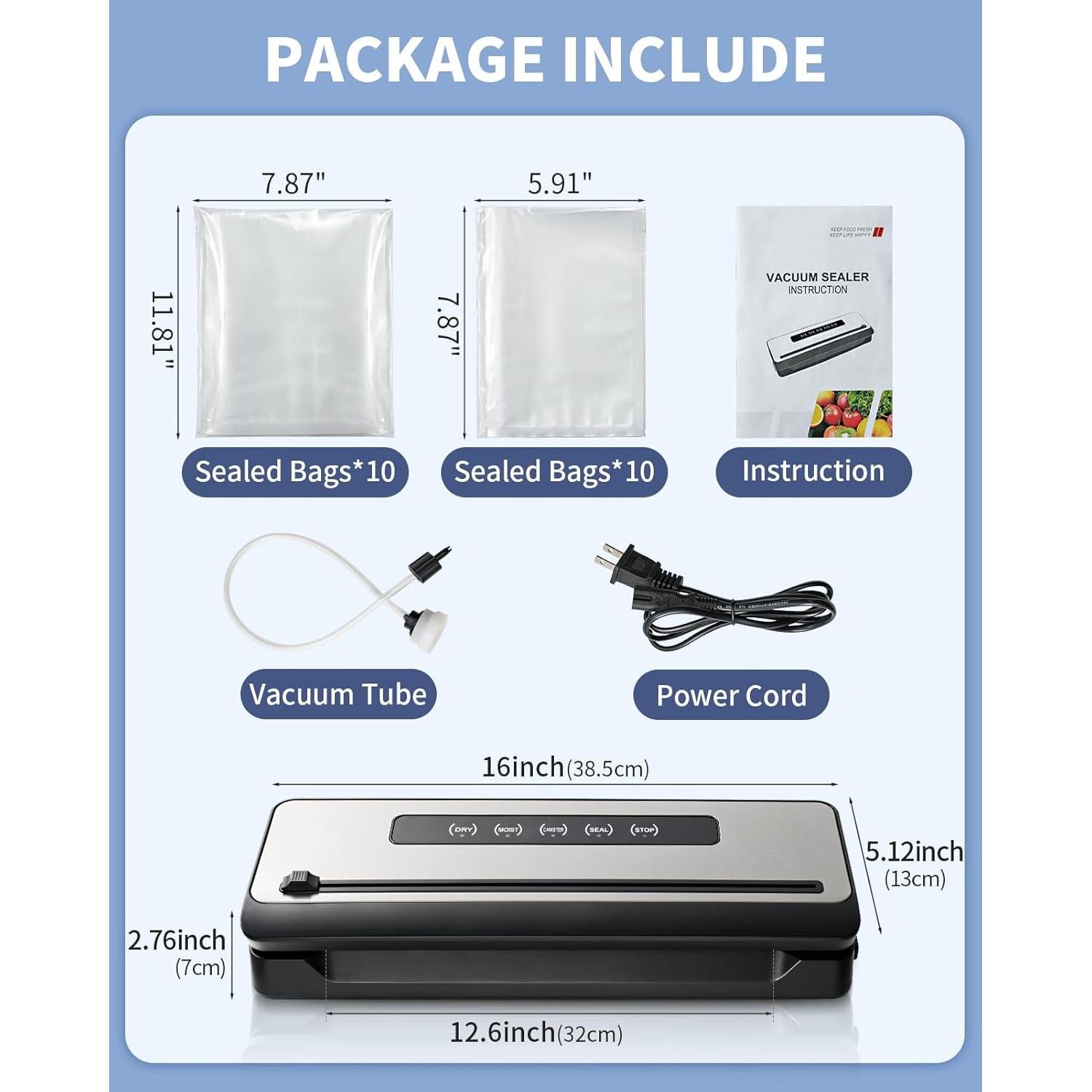 COVACURE Sellador al Vacío para Alimentos 90kPa 32cm