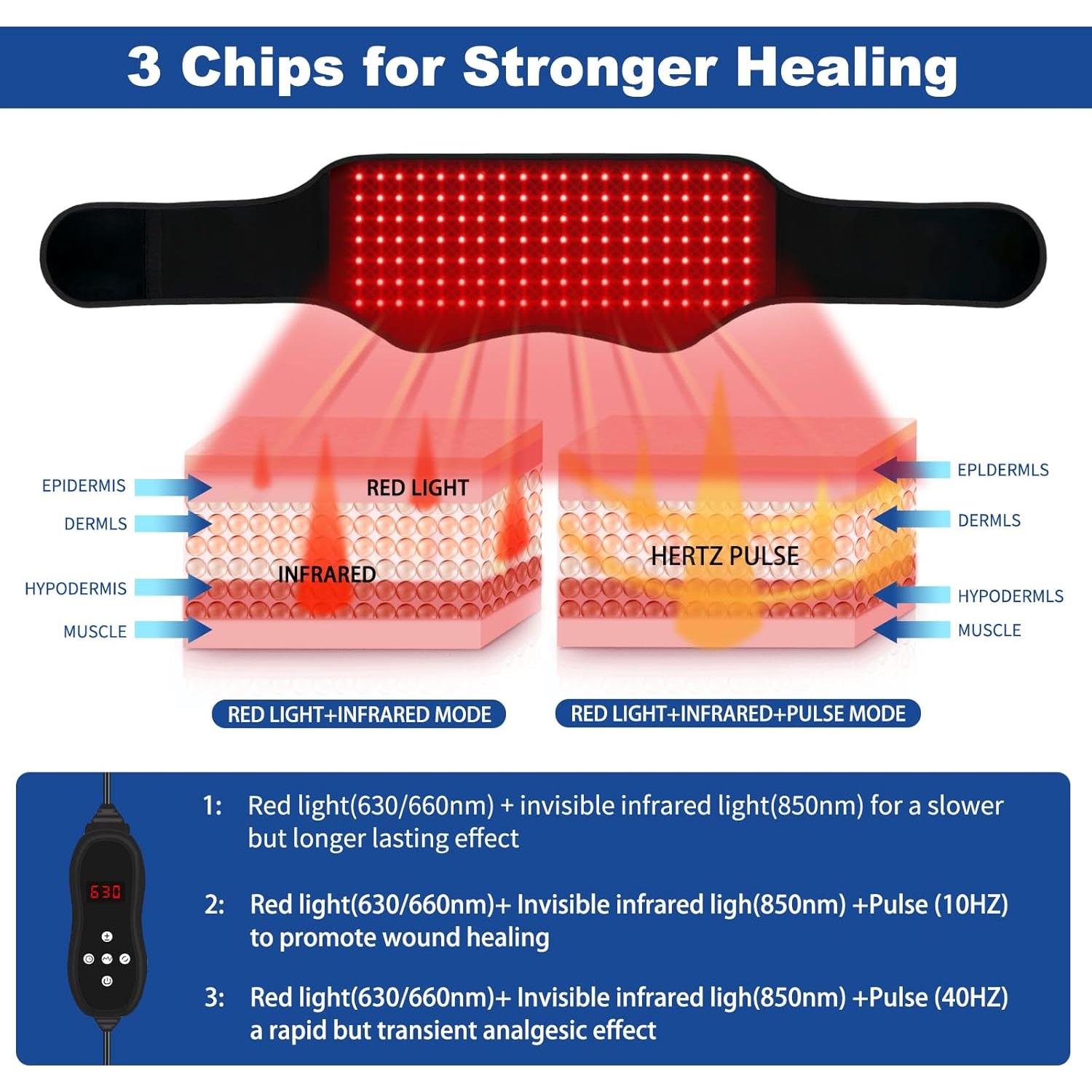 Cinturón Terapia Luz Roja KingPavonini 3 en 1 Alivio Dolor