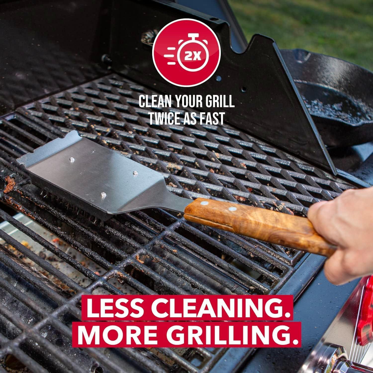 Cepillo y Raspador BBQ-Aid 43 cm Acero Inoxidable Madera