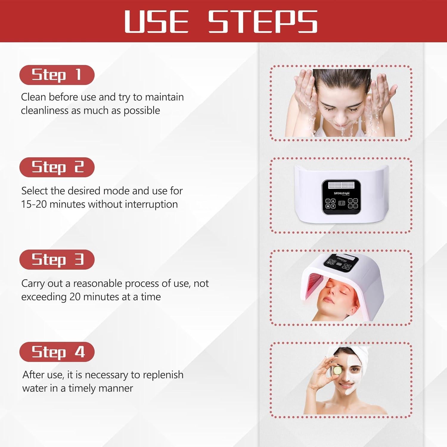 Máscara de Luz LED Facial SJFEHLLD 7 Colores Terapia