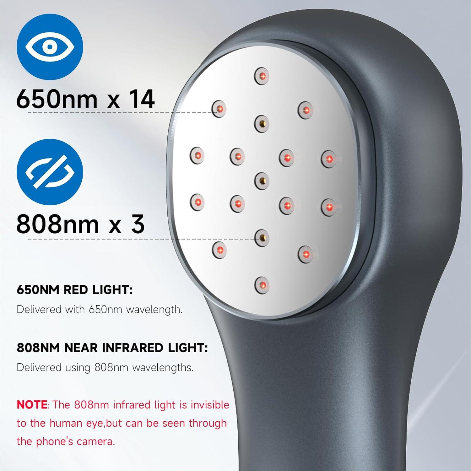 Terapia de Luz Roja Infrarroja Mhpoycd 14 LEDs 650nm y 808nm