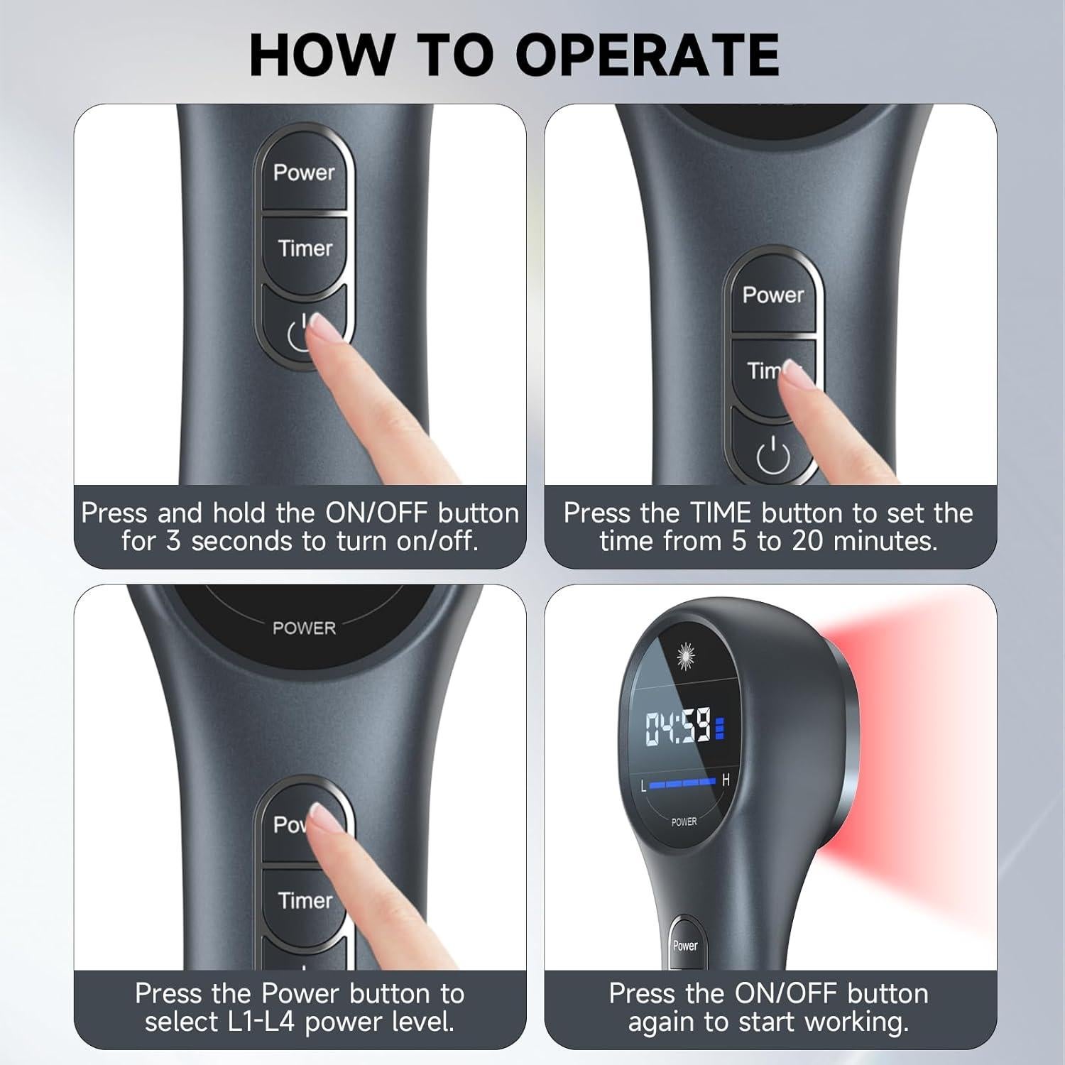 Terapia de Luz Roja Infrarroja Mhpoycd 14 LEDs 650nm y 808nm