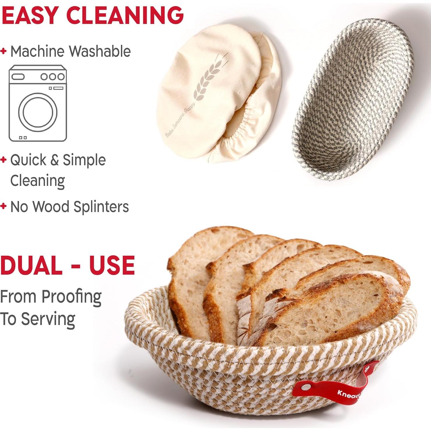 Kit de Masa Madre KNEADACE 34oz con Cestas y Cuchilla