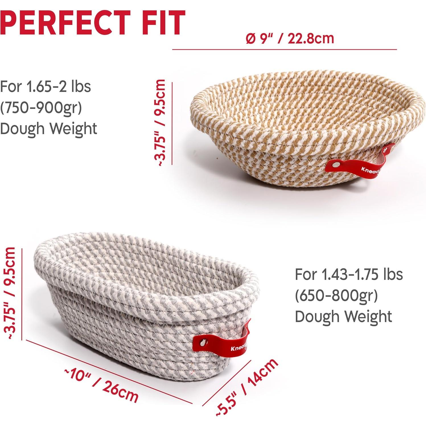 Kit de Masa Madre KNEADACE 34oz con Cestas y Cuchilla