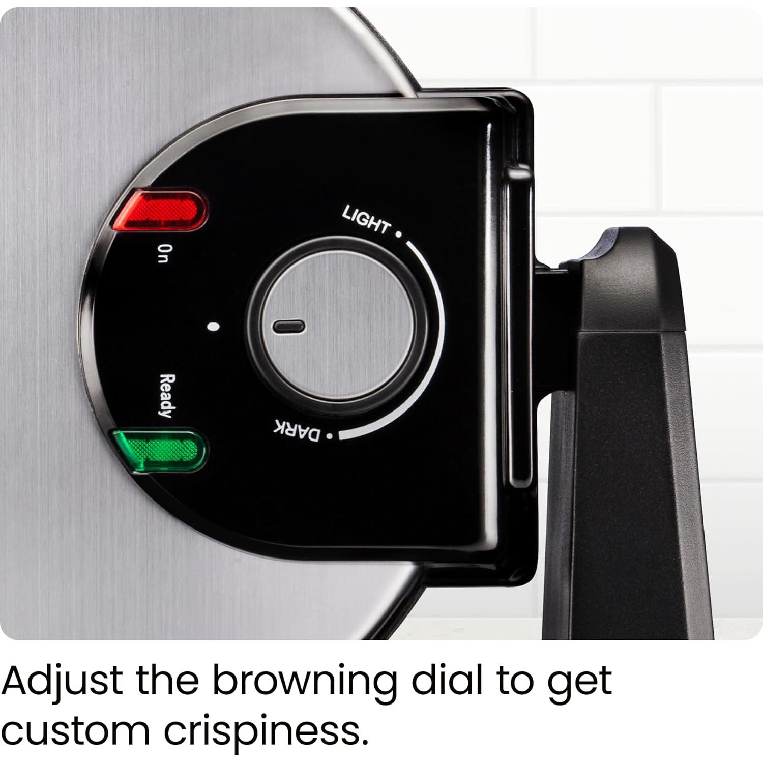 Máquina de Waffles Belgas Rotativa Chefman 1080W Acero Inoxidable