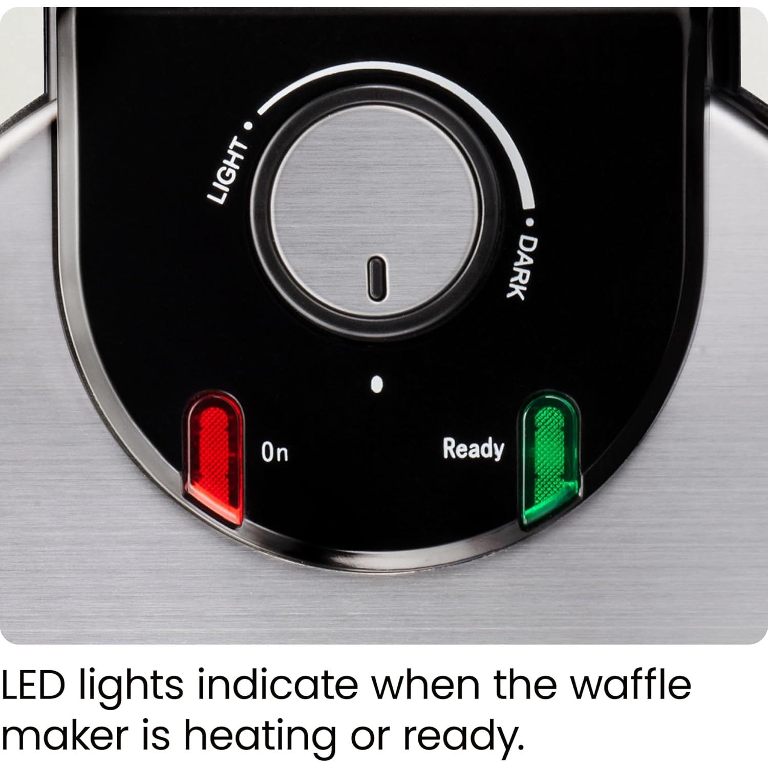 Máquina de Waffles Belgas Rotativa Chefman 1080W Acero Inoxidable