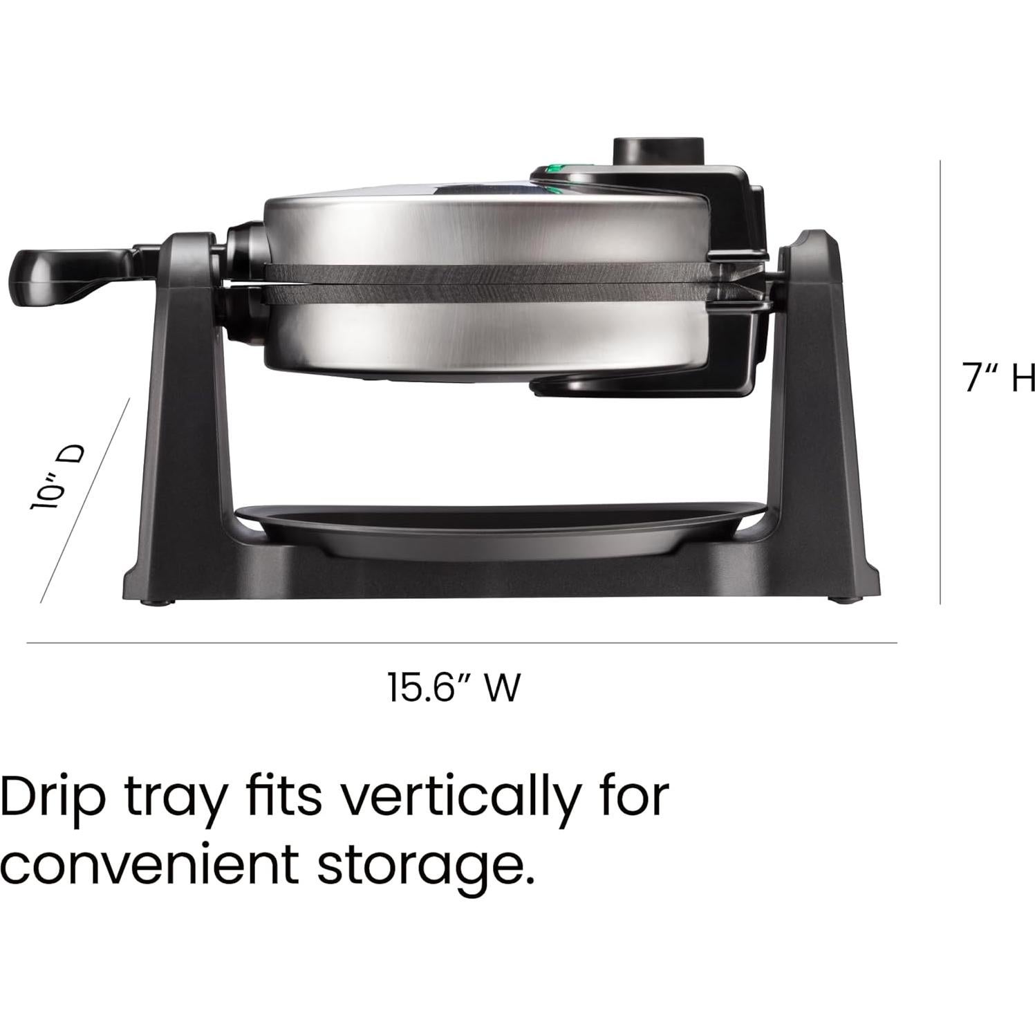 Máquina de Waffles Belgas Rotativa Chefman 1080W Acero Inoxidable