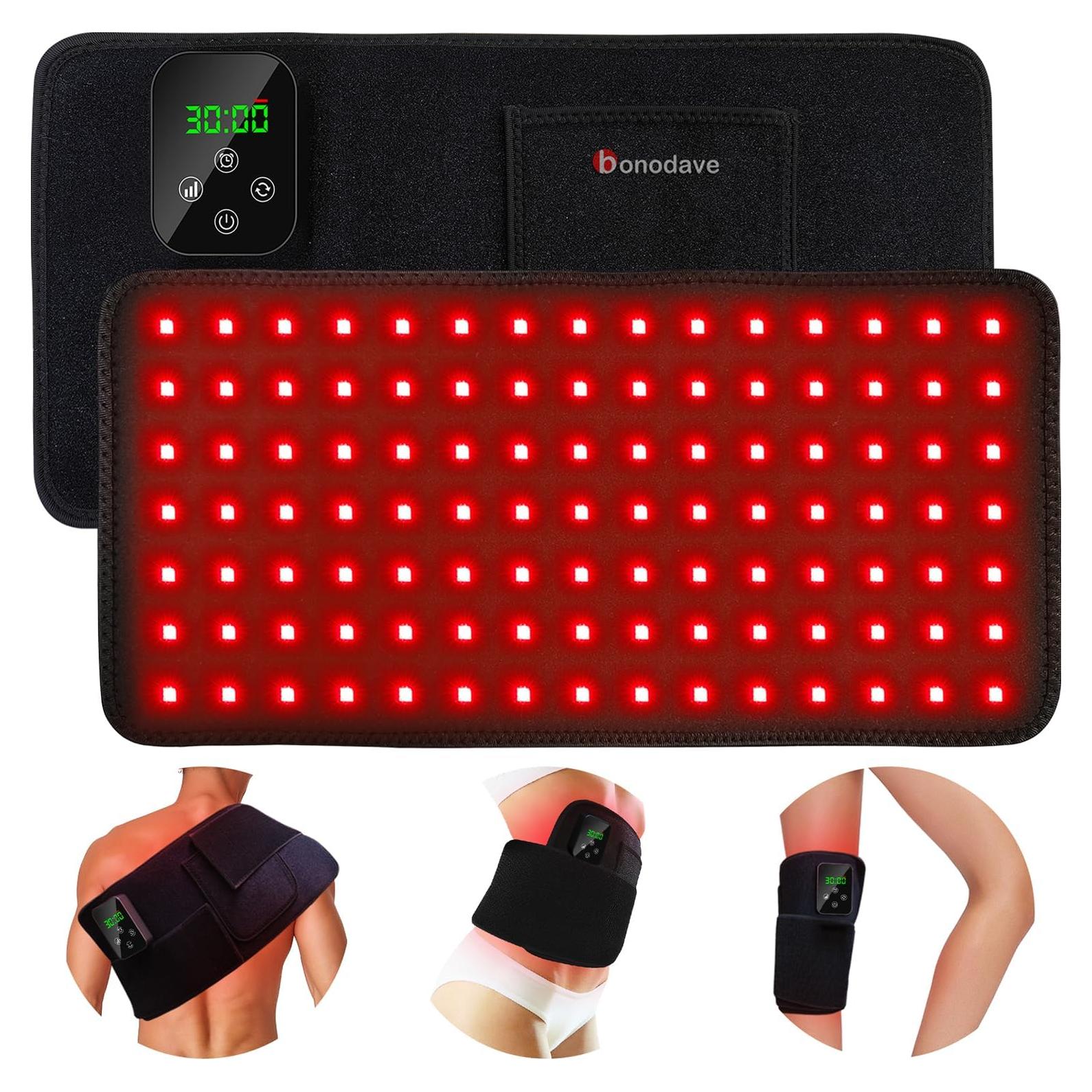 Red Light Therapy, Cordless Infrared Therapy Pad for Back Knee Leg Pain Relief, Portable 660nm 850nm Wireless Red Infrared Light Therapy Wrap Belt with Rechargeable Controller Gift for Women Men