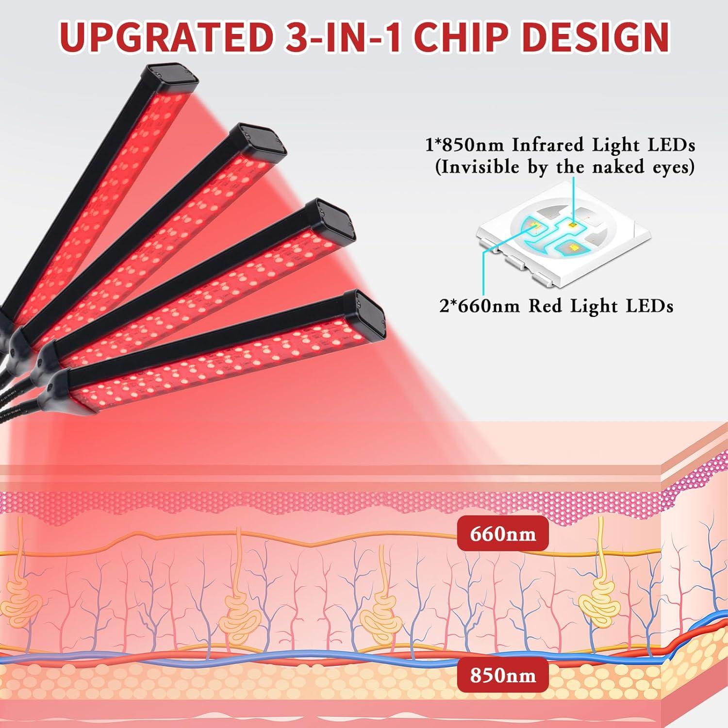 Lámpara de Terapia de Luz Roja SAVILER 4 Cabezas Ajustable