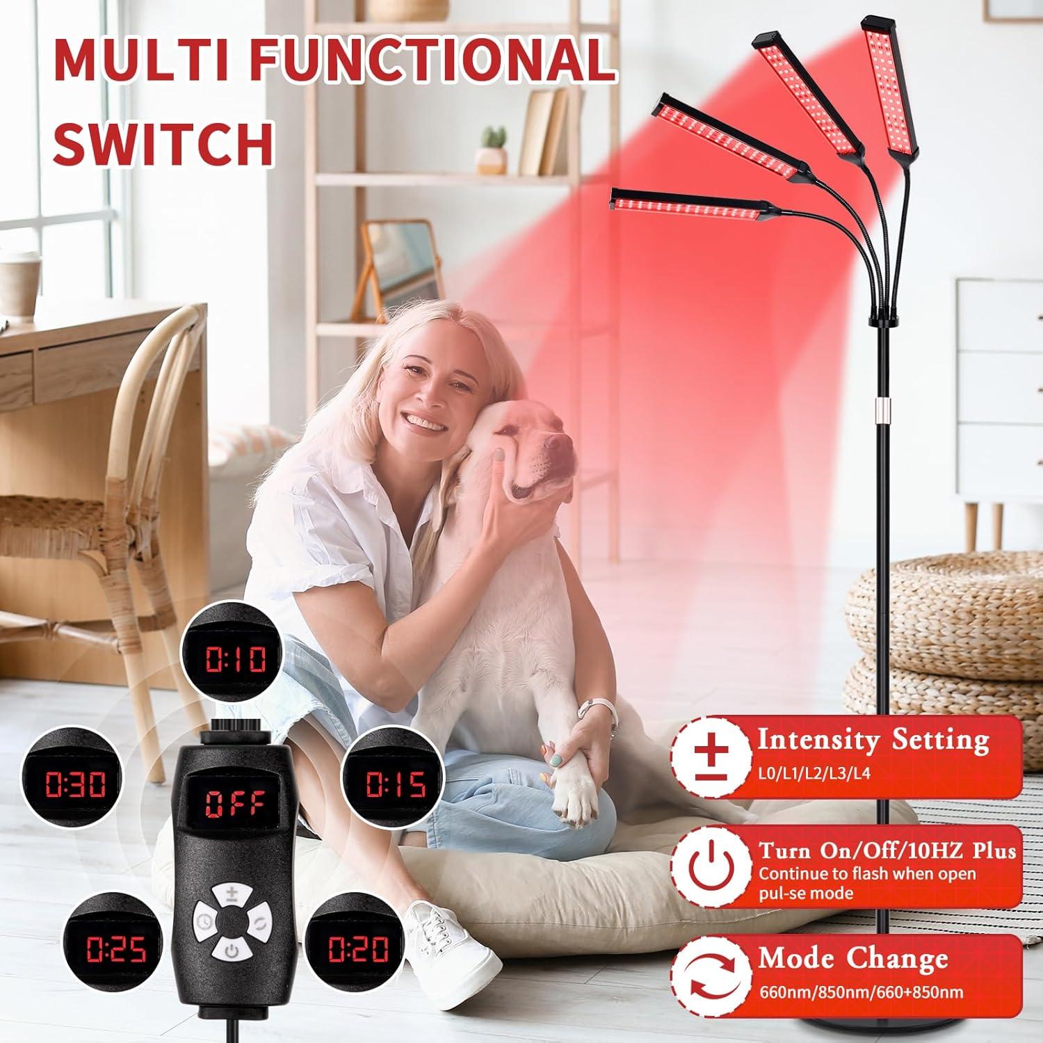 Lámpara de Terapia de Luz Roja SAVILER 4 Cabezas Ajustable