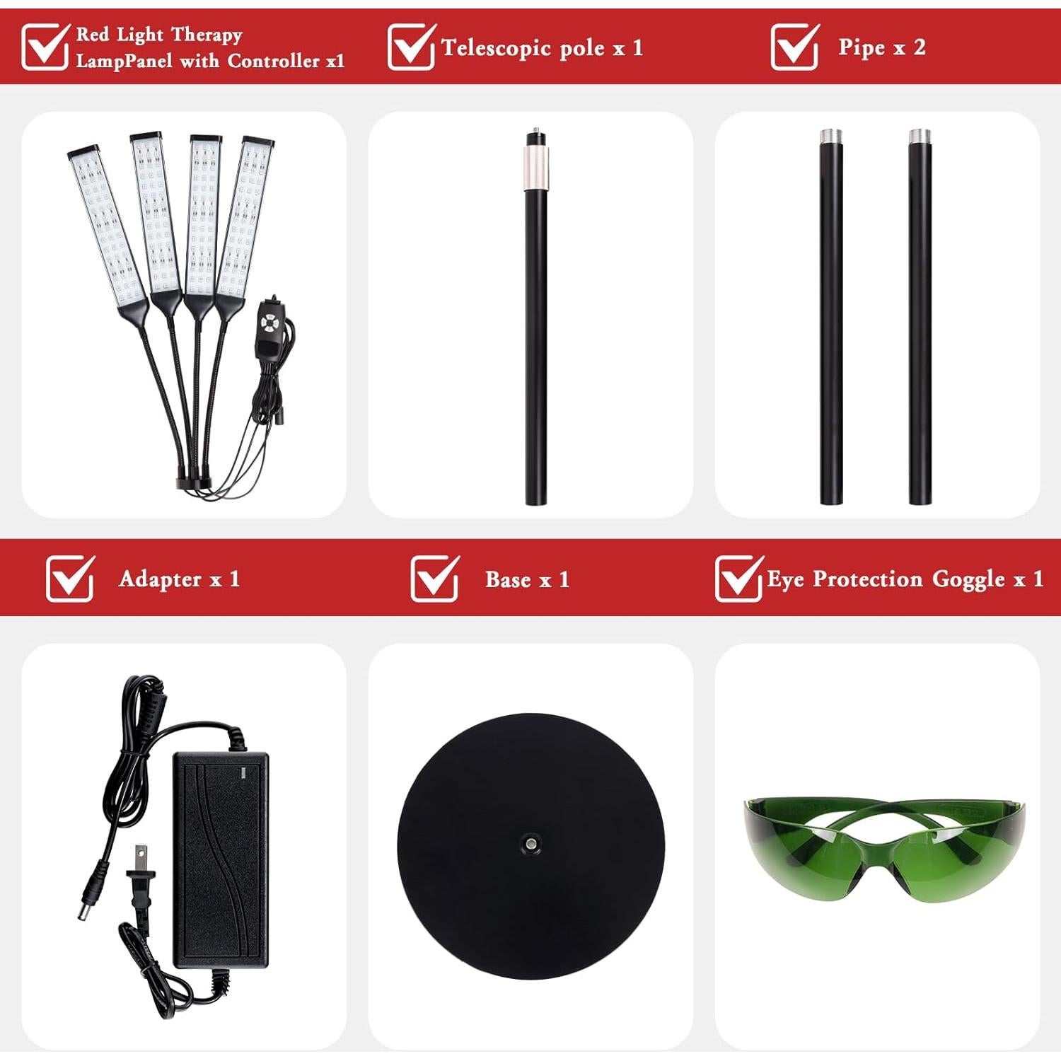 Lámpara de Terapia de Luz Roja SAVILER 4 Cabezas Ajustable