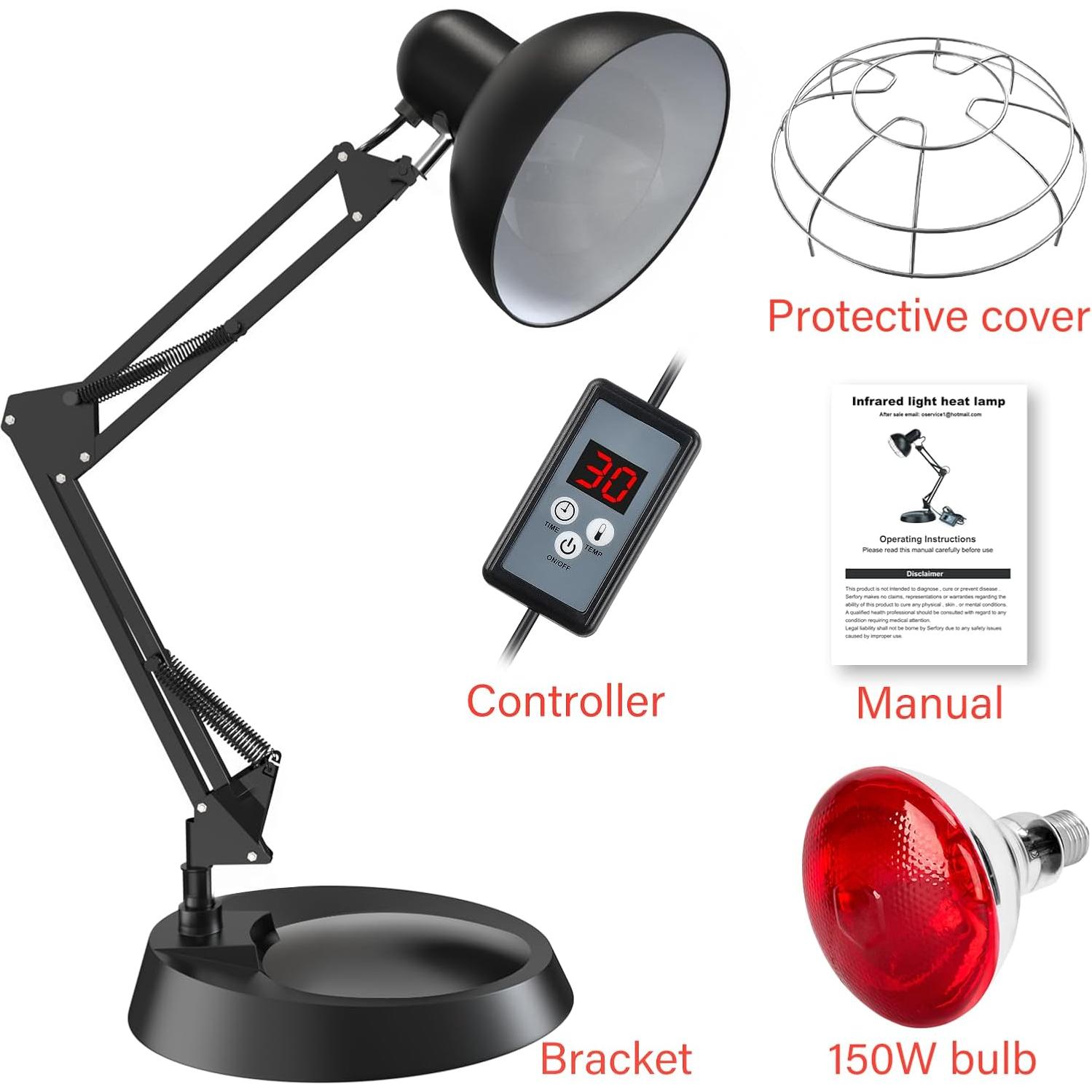 Lámpara de Calor Infrarroja Hoakya 150W con Soporte Ajustable