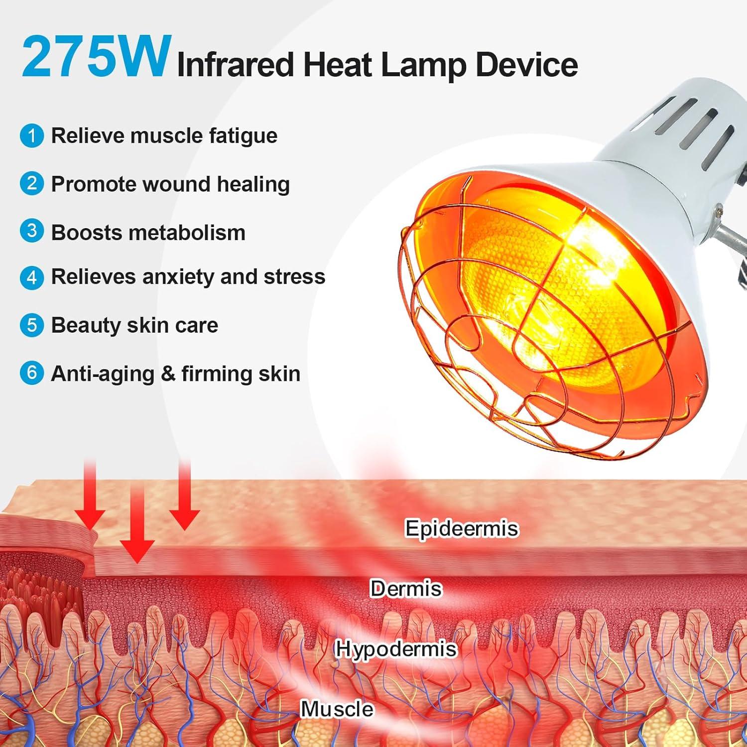 Lámpara de Calor Infrarroja Hozpsfr 150W Ajustable para Humanos y Mascotas