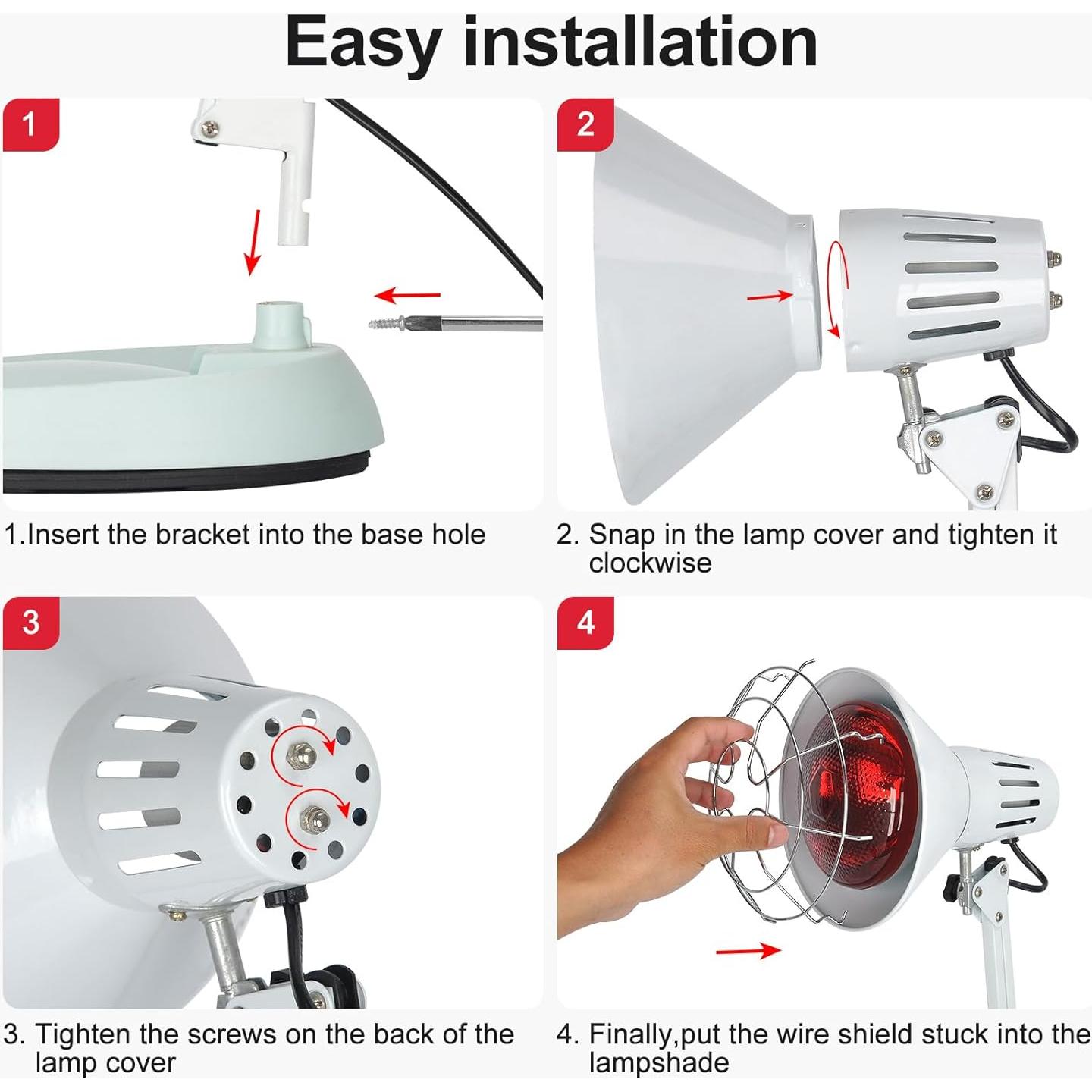 Lámpara de Calor Infrarroja Hozpsfr 150W Ajustable para Humanos y Mascotas