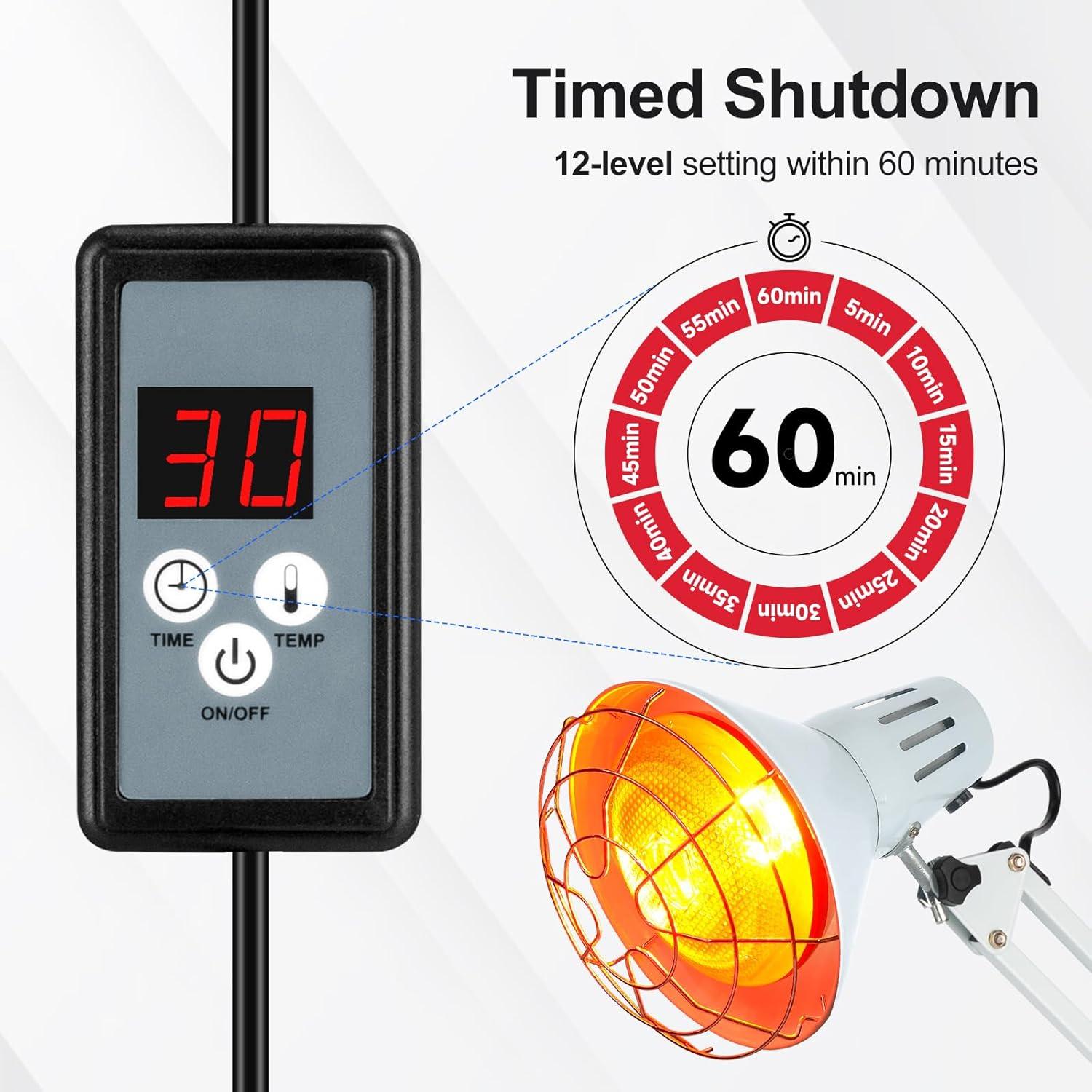 Lámpara de Calor Infrarroja Hozpsfr 150W Ajustable para Humanos y Mascotas