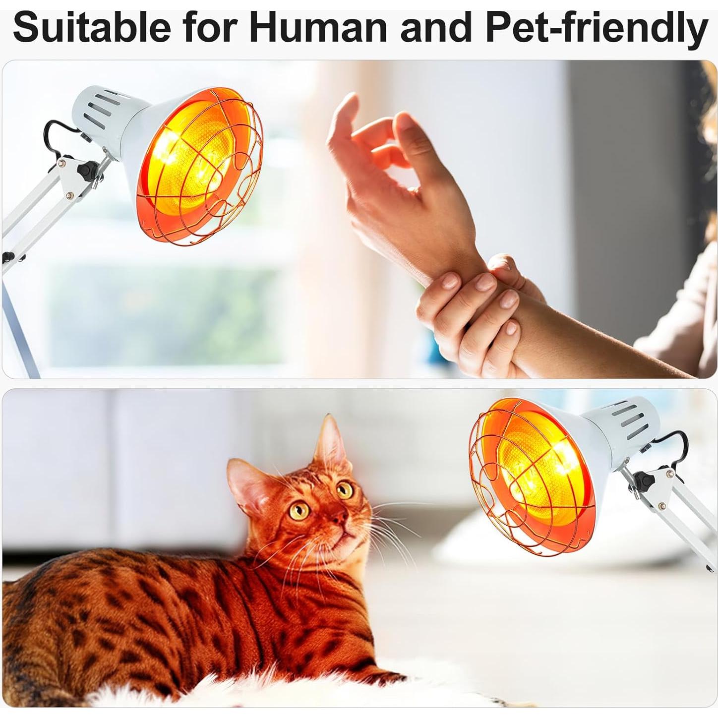 Lámpara de Calor Infrarroja Hozpsfr 150W Ajustable para Humanos y Mascotas