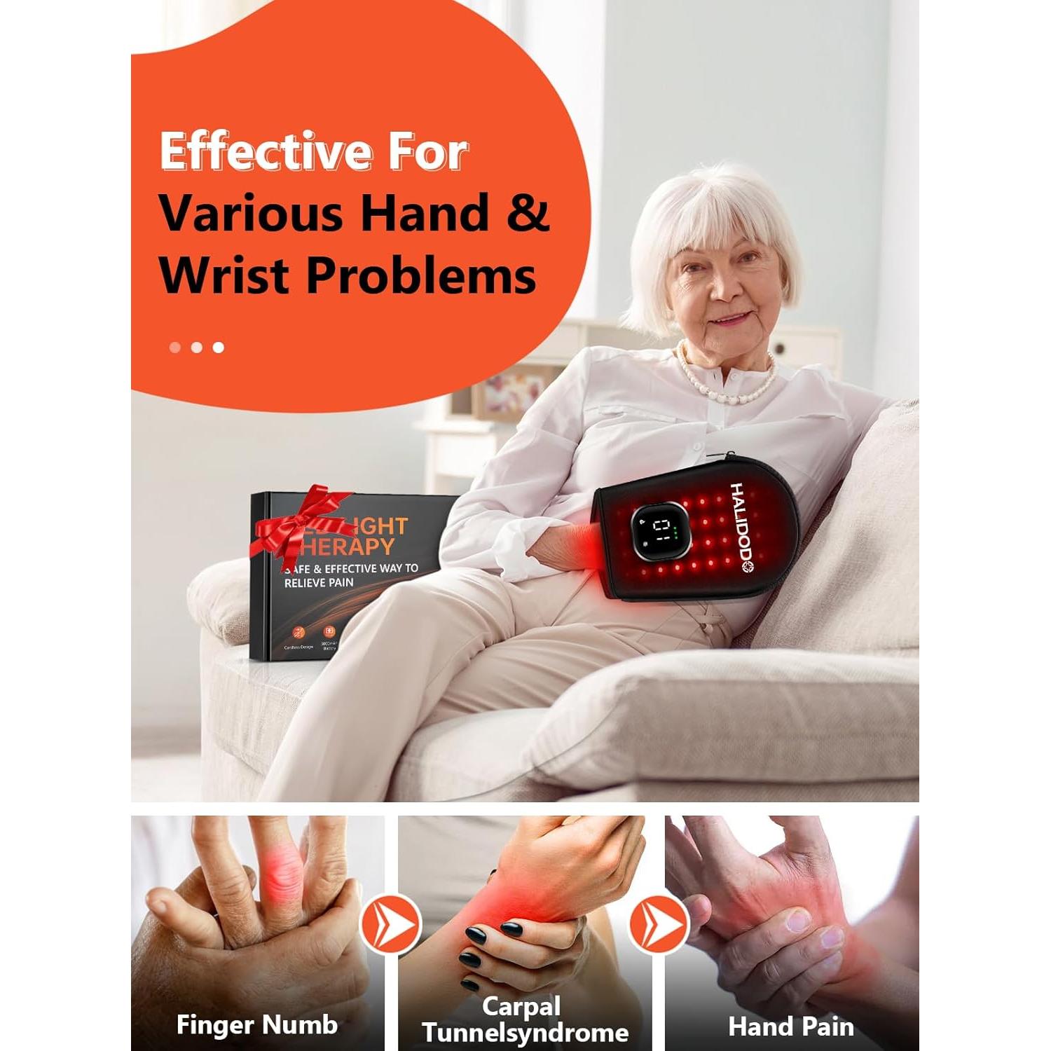 Guante Terapia Luz Roja Inalámbrico HALIDODO 5 Modos 660nm 850nm