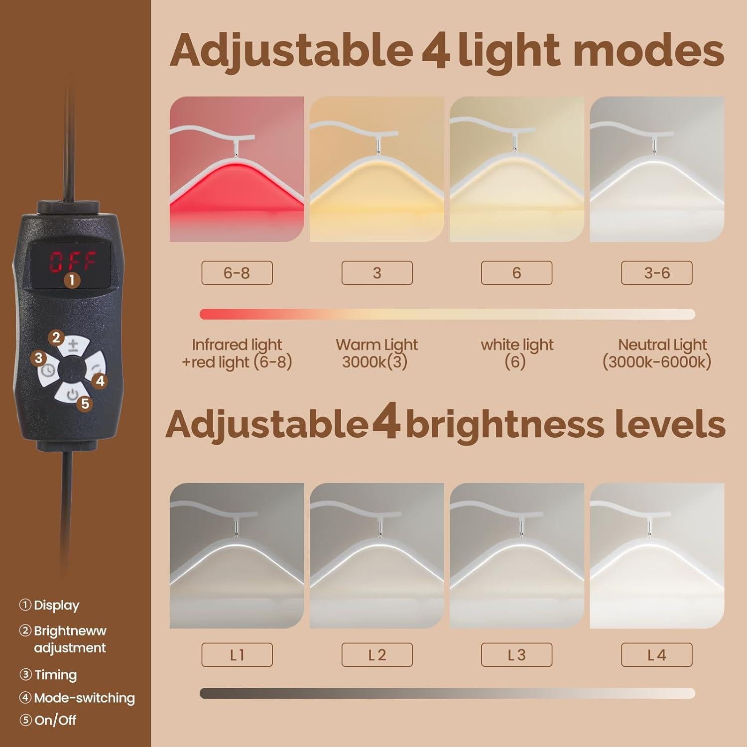 Lámpara LED de Pestañas Yesibeike con Luz Roja Ajustable