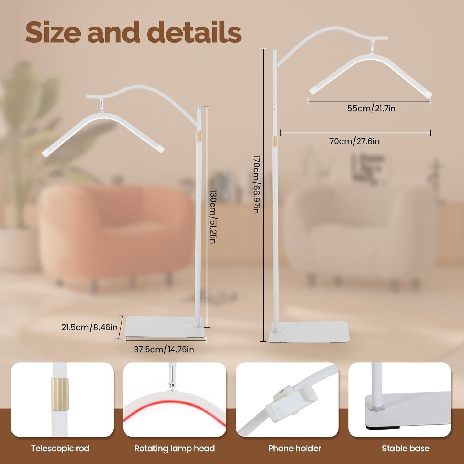 Lámpara LED de Pestañas Yesibeike con Luz Roja Ajustable