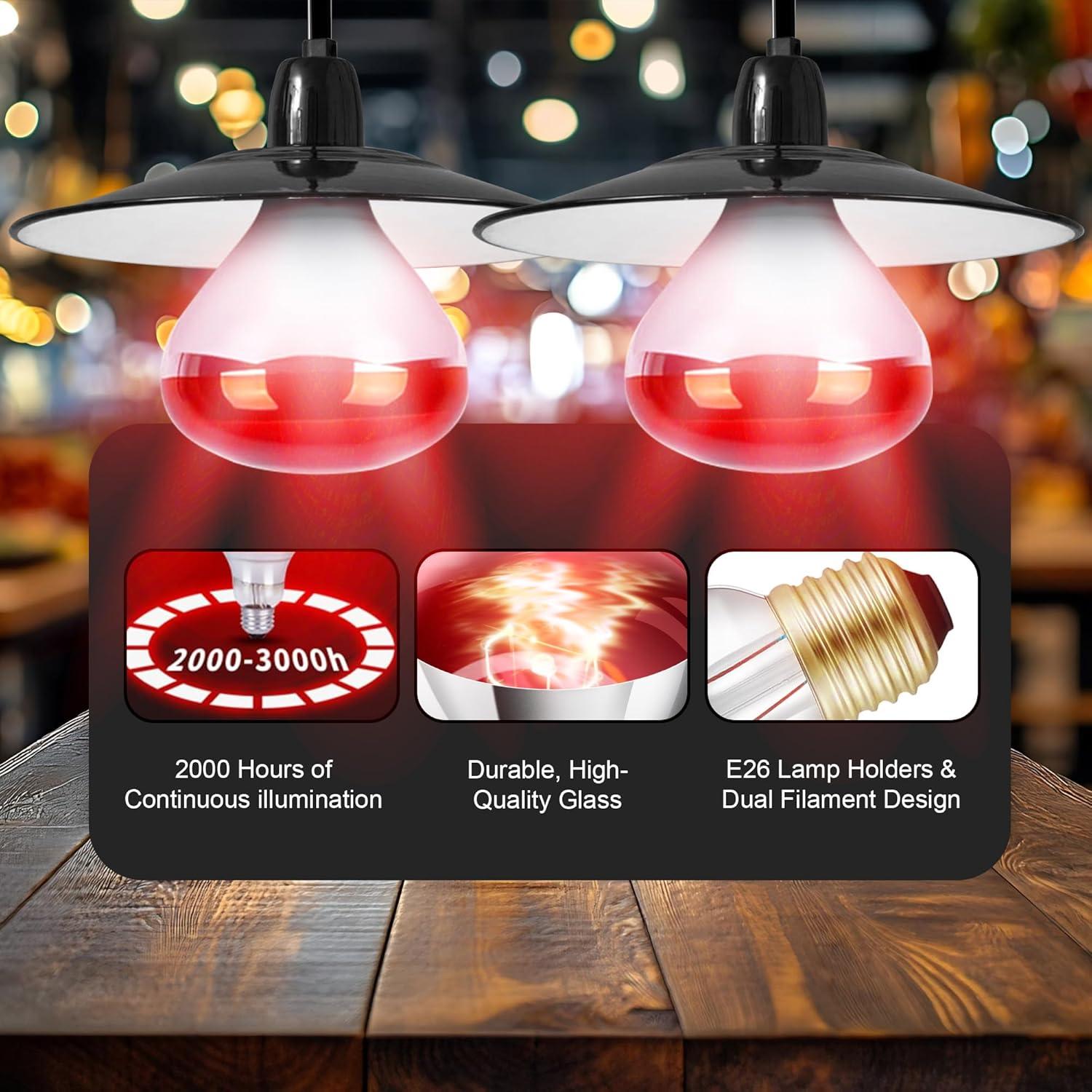 Bombillas de Calor Infrarrojo R40 ZENHAGU 250W Rojo 4 Unidades