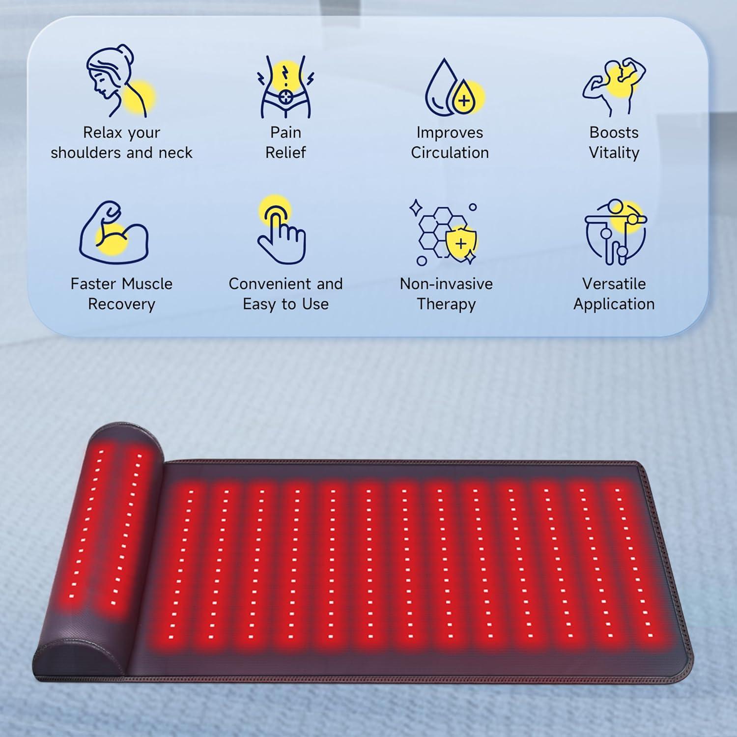 Estera de Terapia de Luz Roja Alfavet 48x91 cm con Soporte Cuello