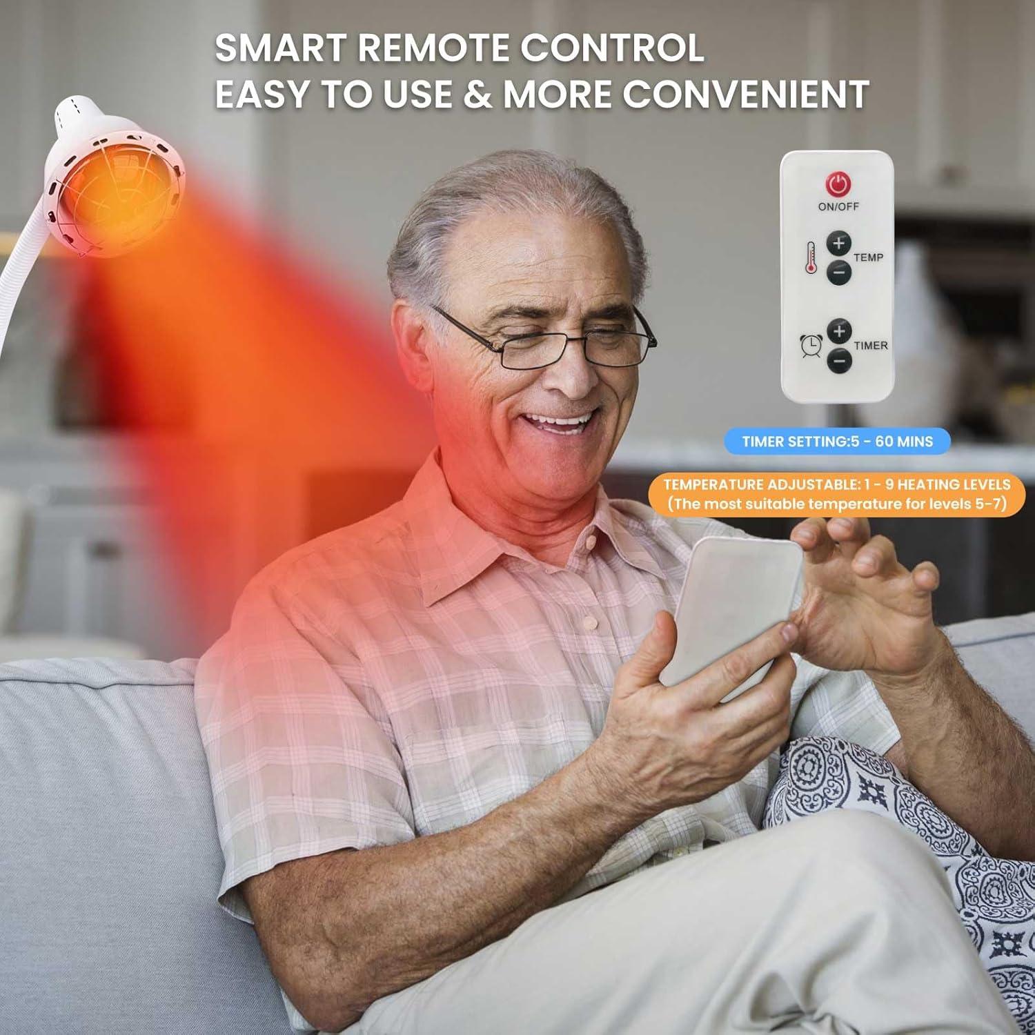 Lámpara de Terapia de Luz Roja YUNCHI 275W con Control Remoto