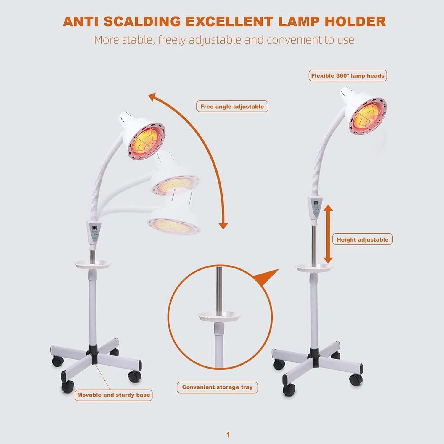 Lámpara de Terapia de Luz Roja YUNCHI 275W con Control Remoto